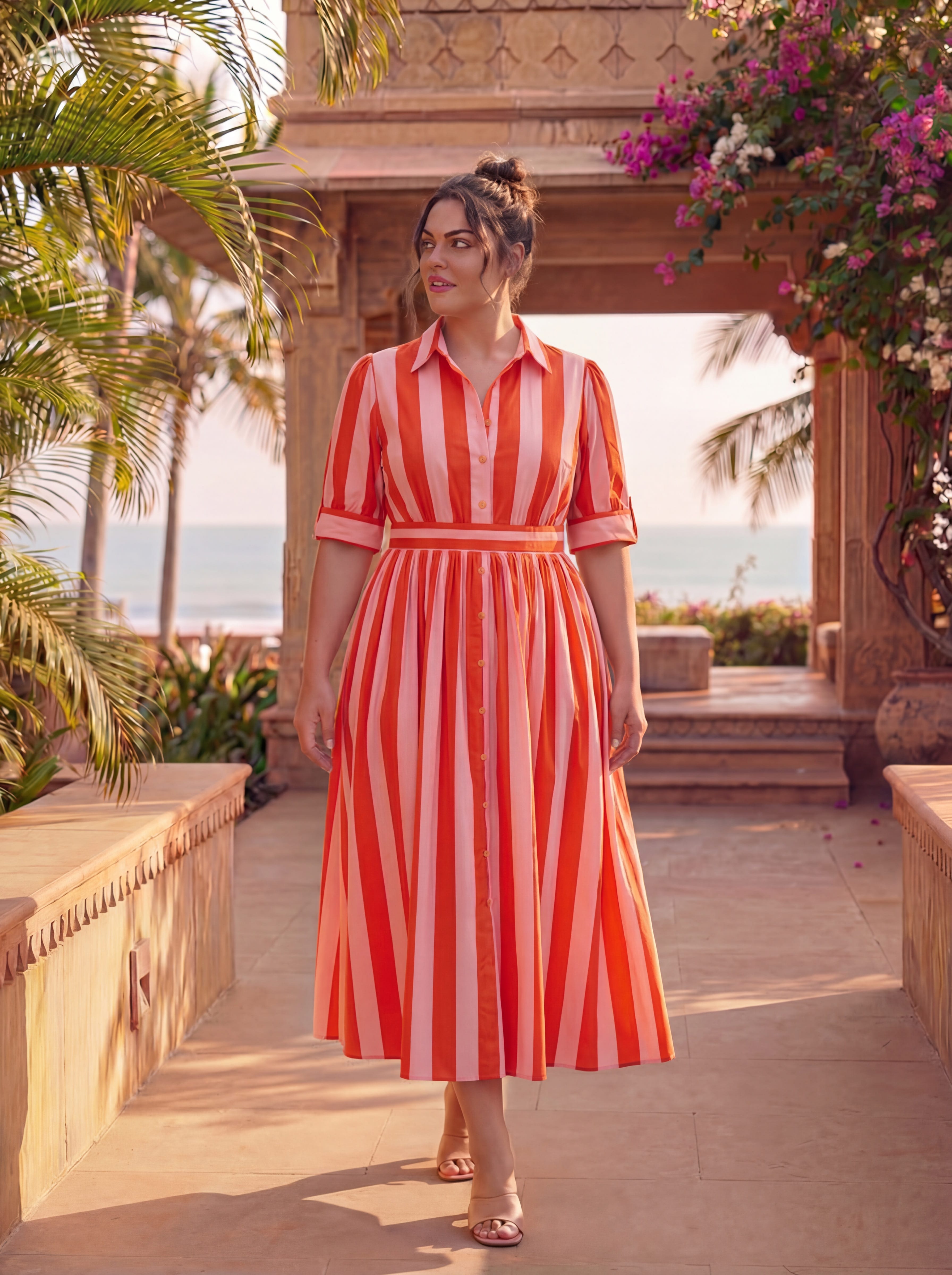 Peach Stripes Strawberry Co-ord Set
