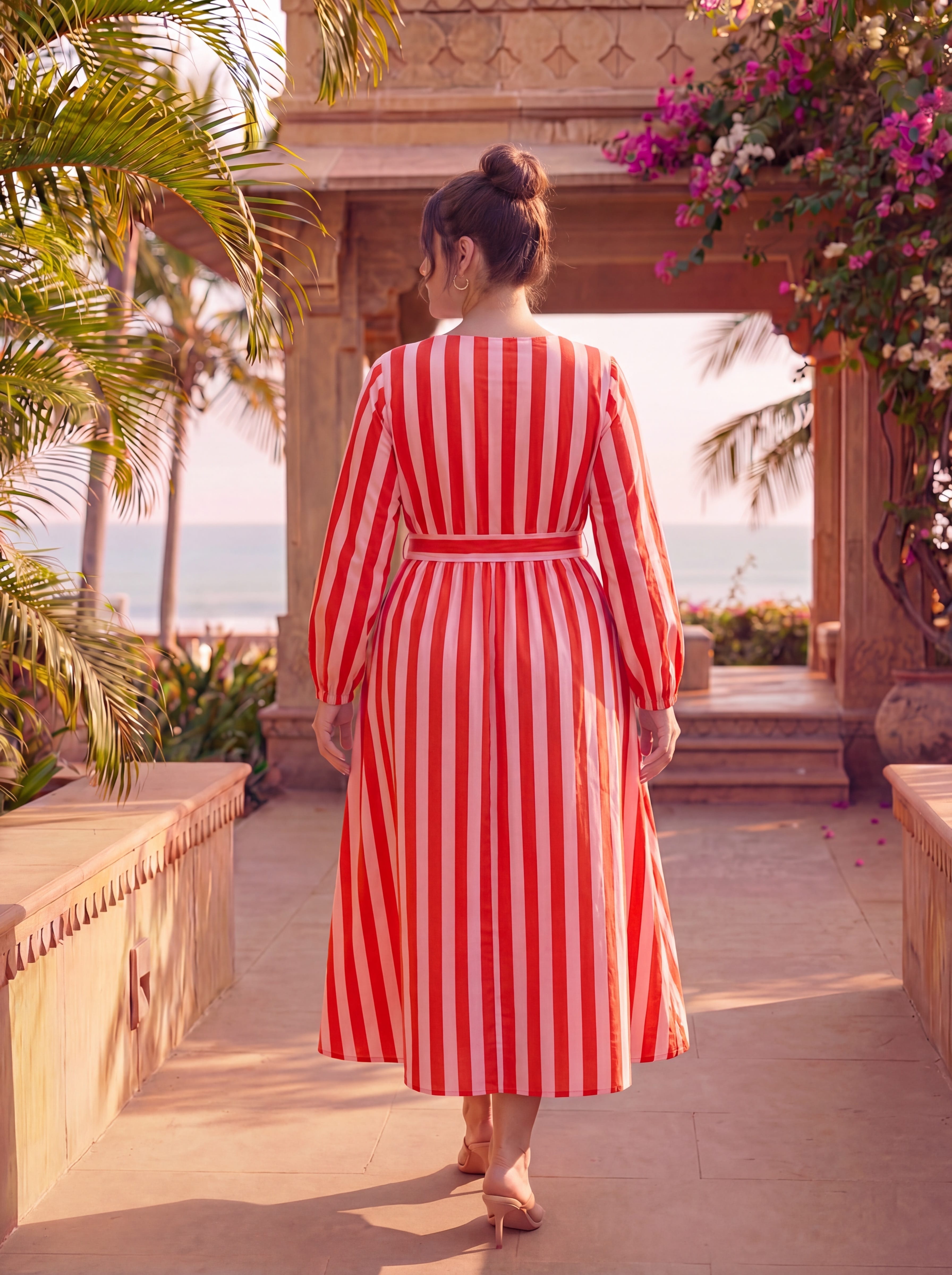 Peach Stripes Warm Escape Dress