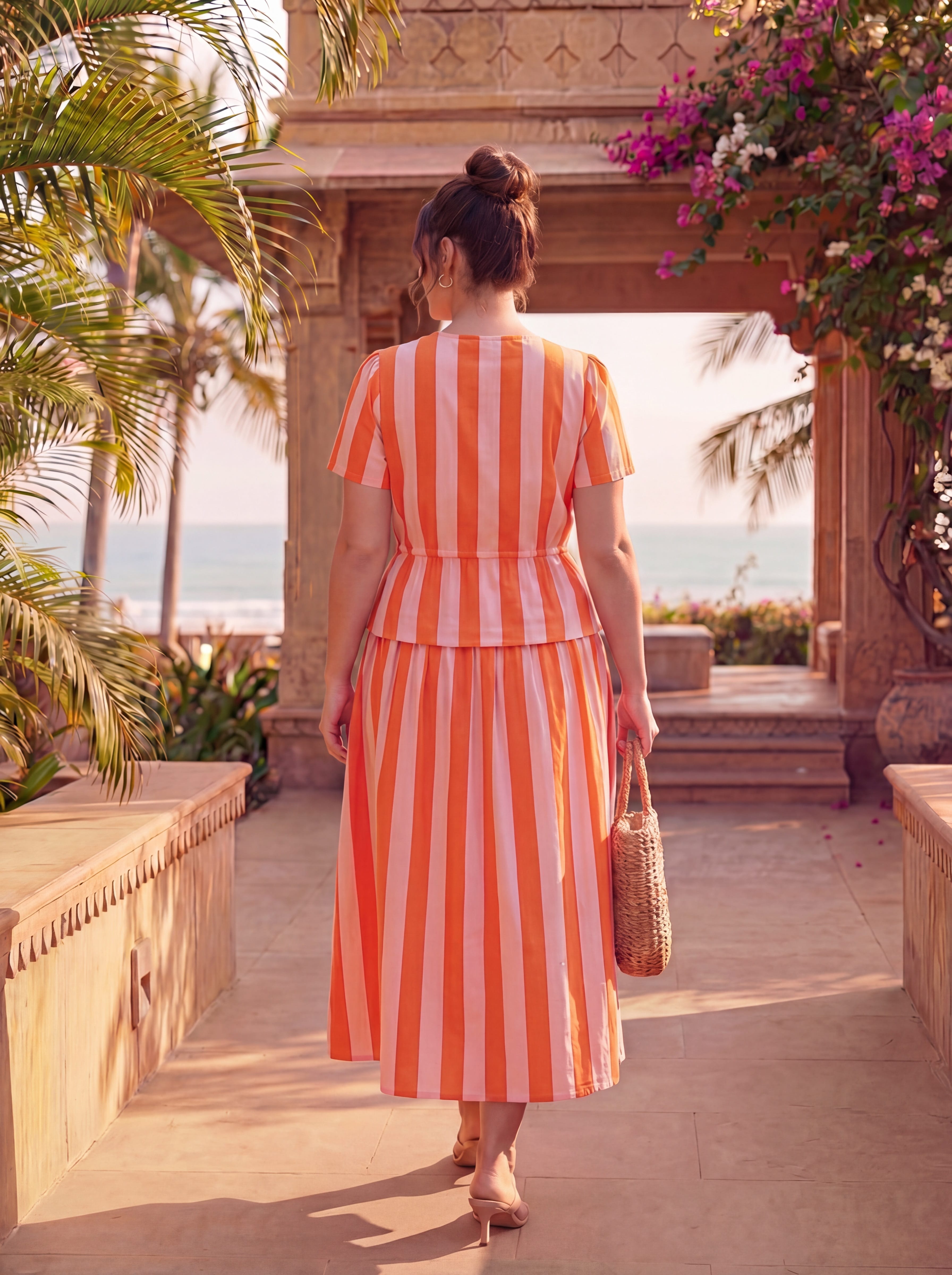 Peach Striped Weekend Away Co-ord Set