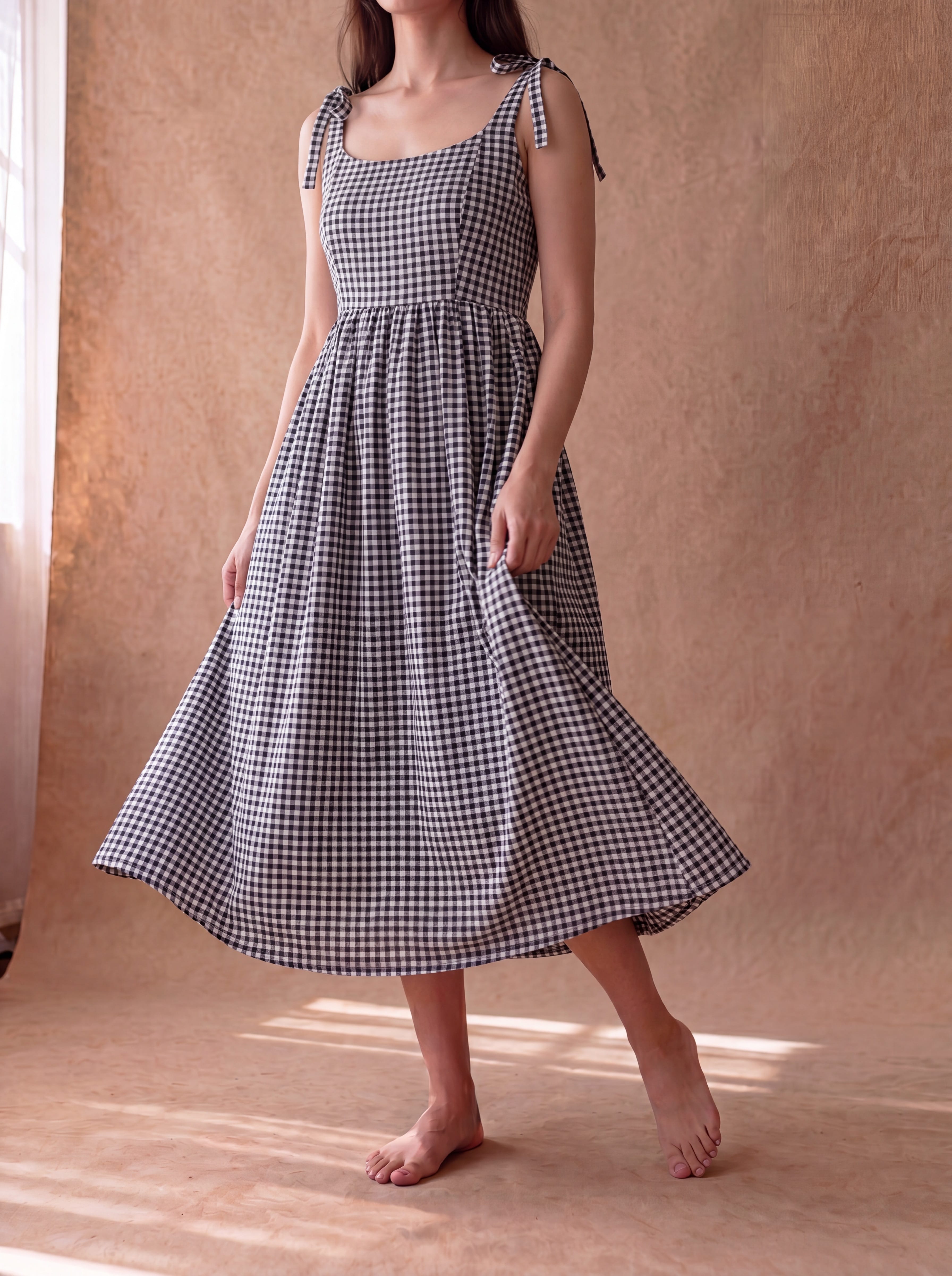 Black Gingham Biscoff Dress