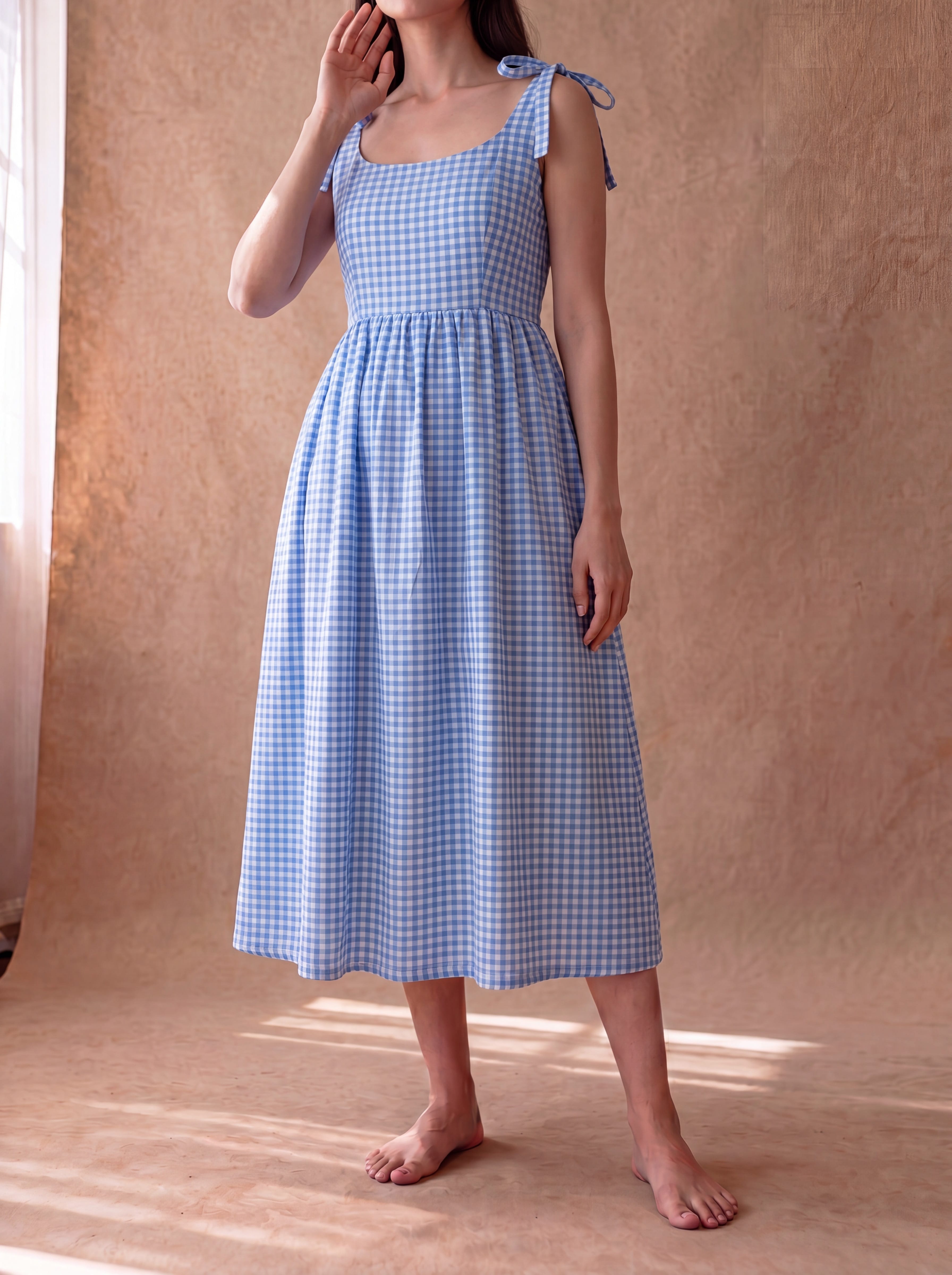 Blue Gingham Biscoff Dress