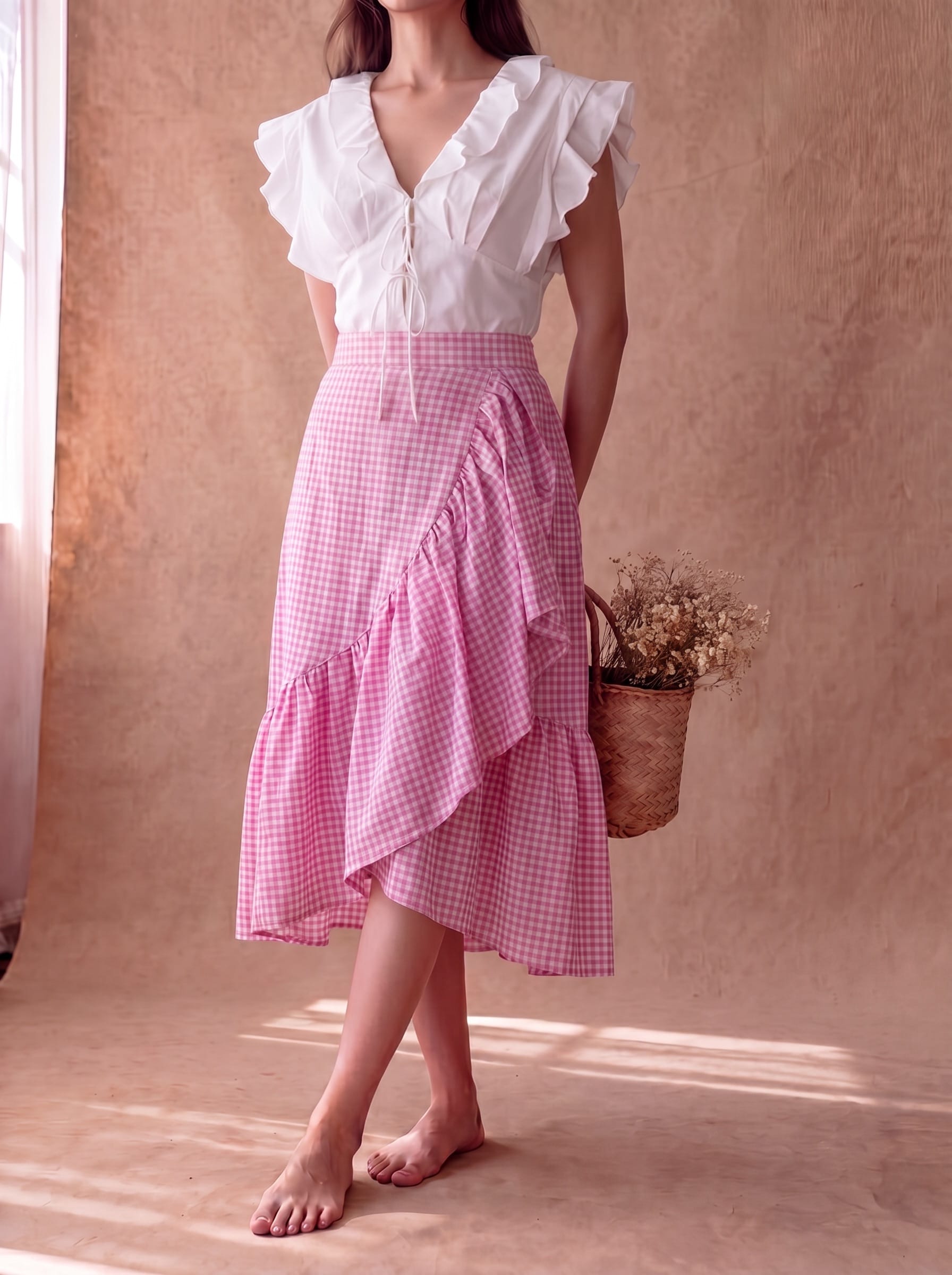 Pink Gingham Ciao Skirt