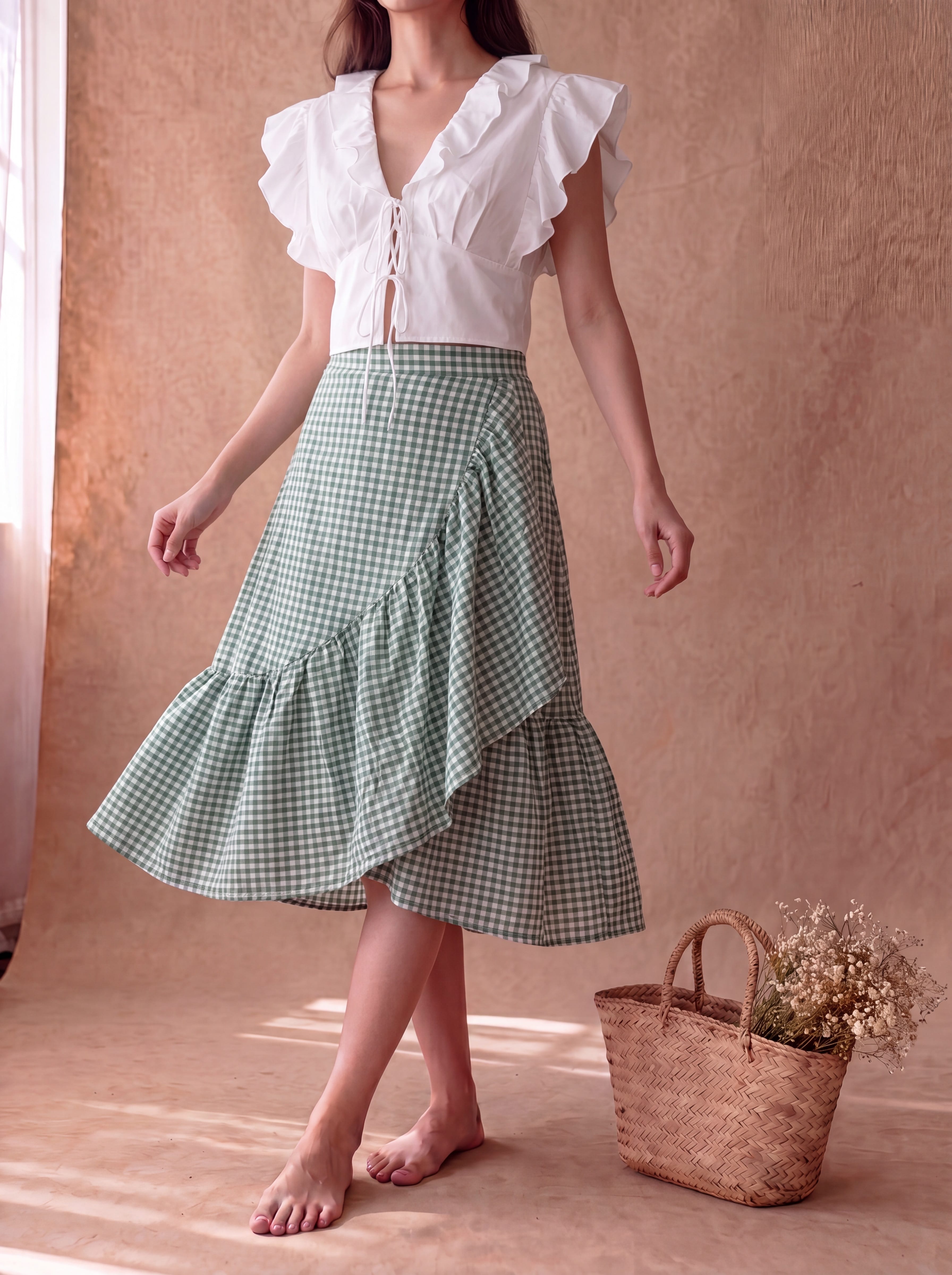 Green Gingham Ciao Skirt
