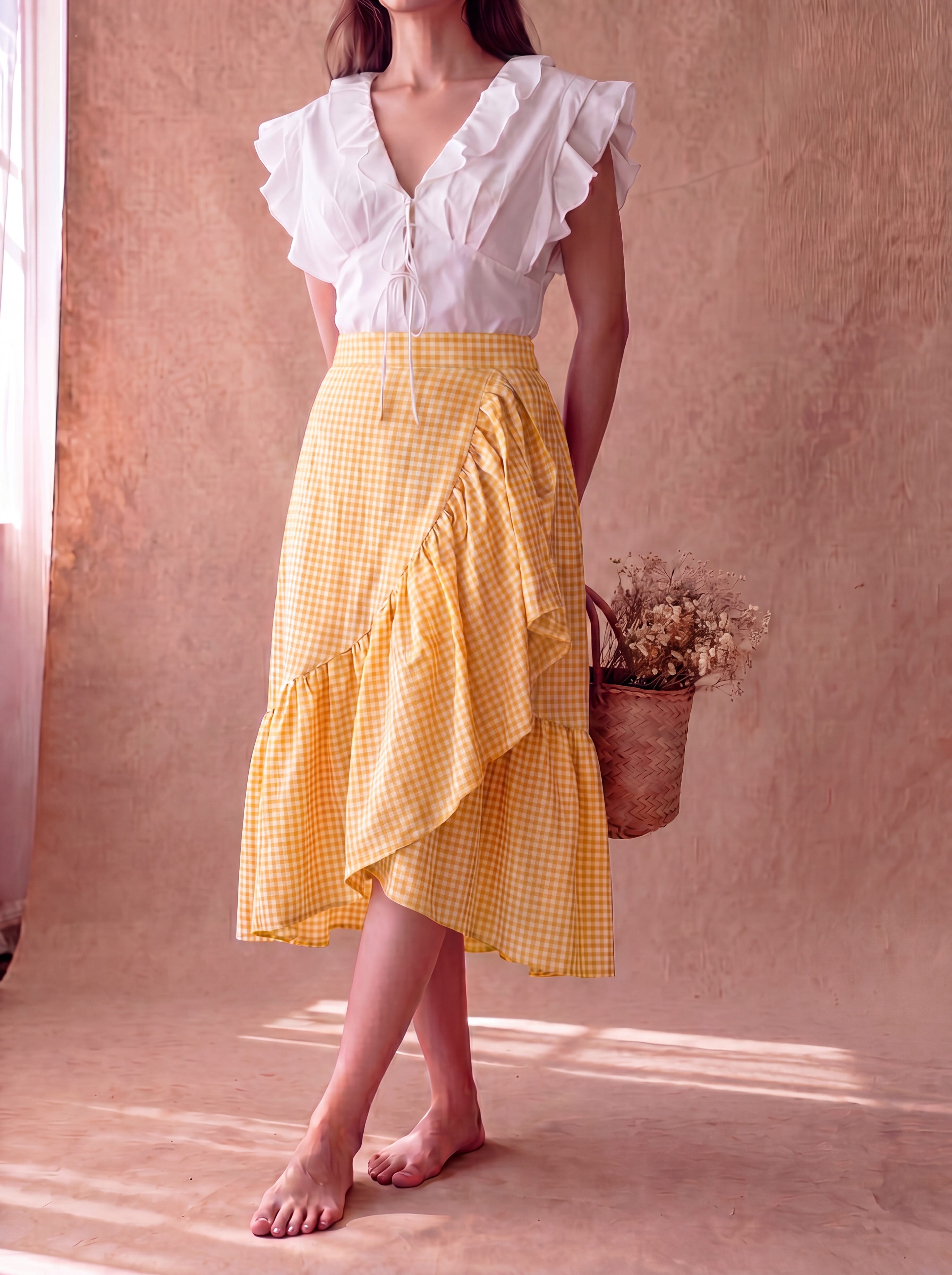 Yellow Gingham Ciao Skirt