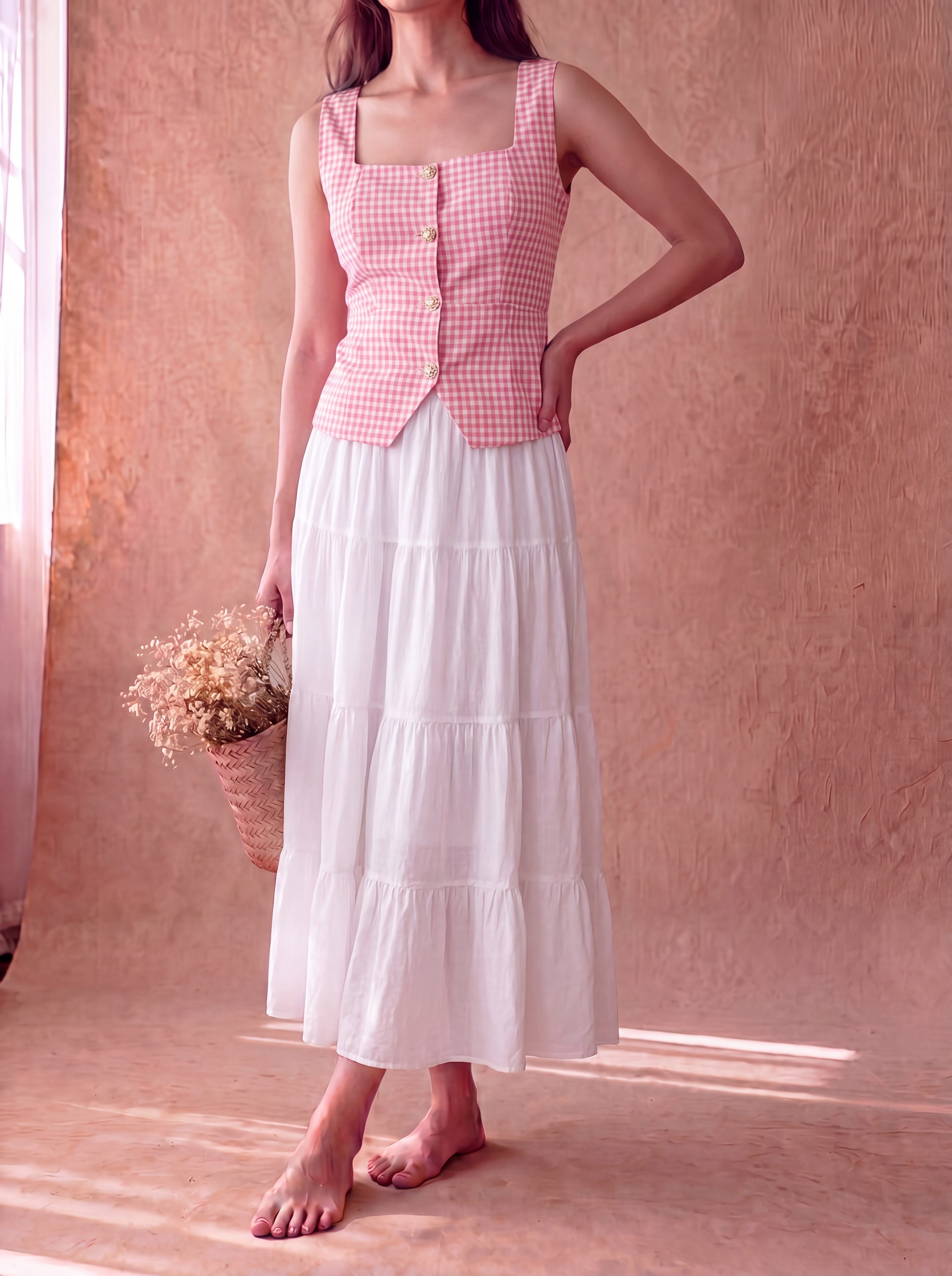 Pink Gingham Athena Top