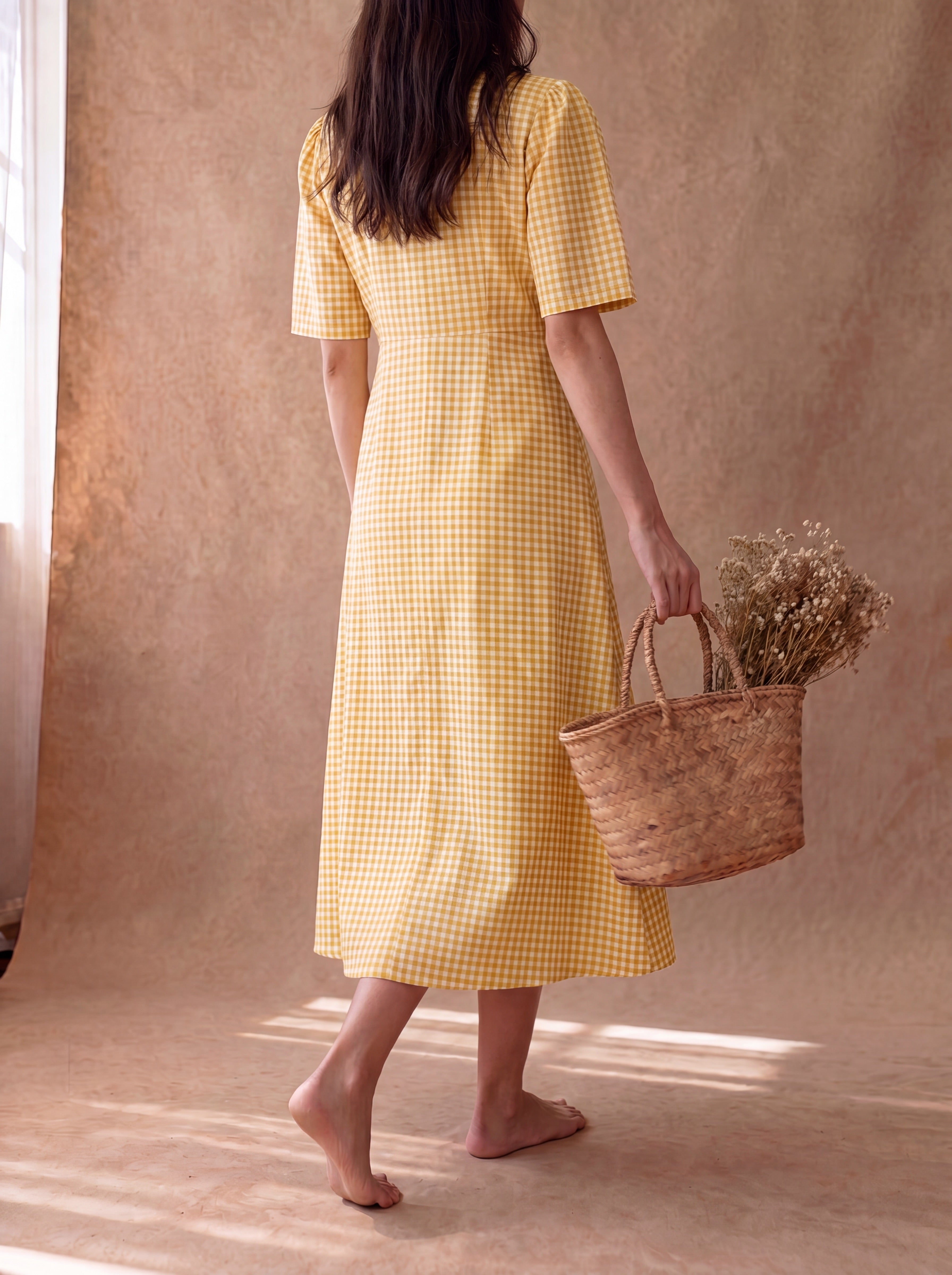 Yellow Gingham Taffy Dress