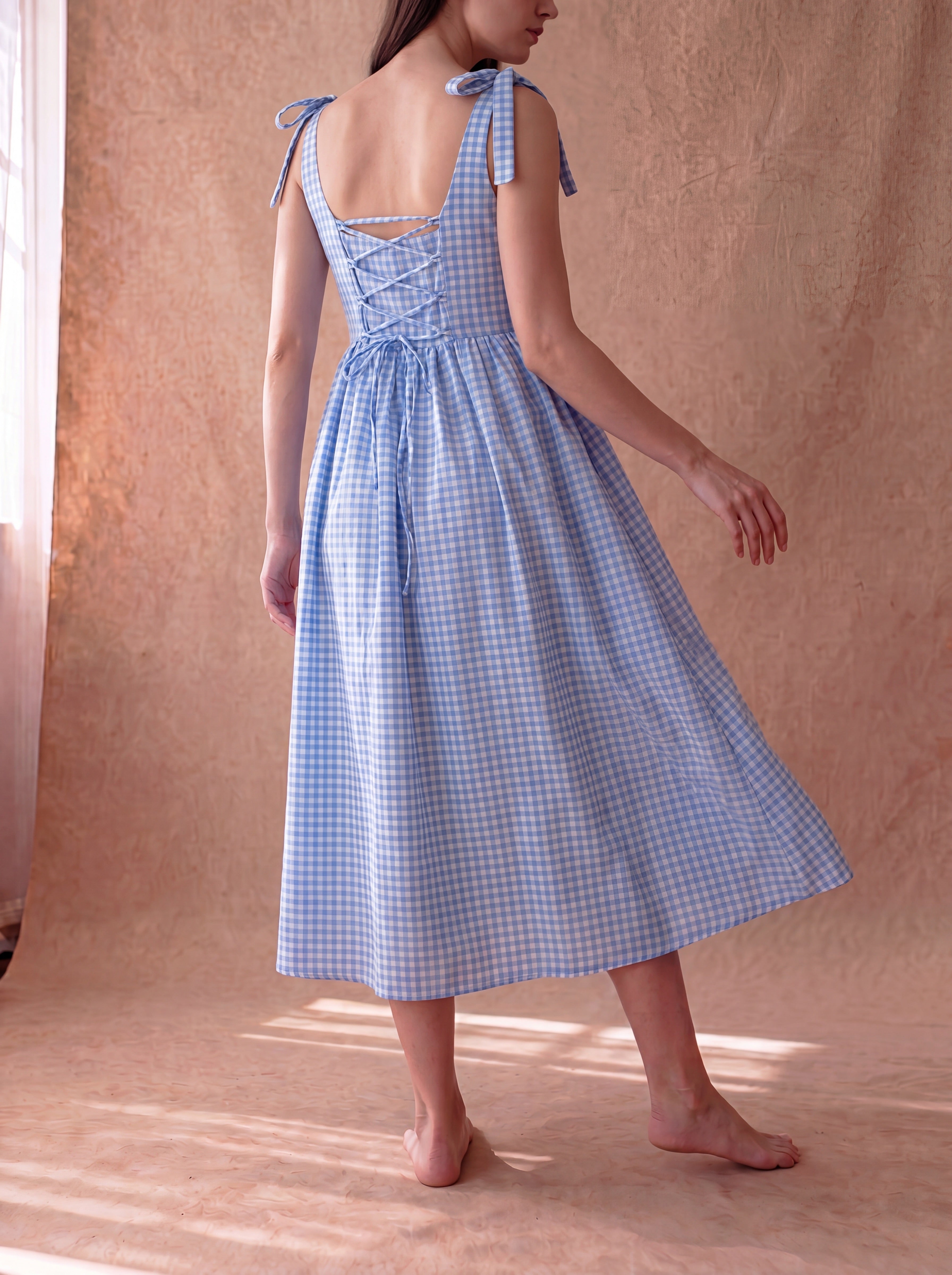 Blue Gingham Biscoff Dress