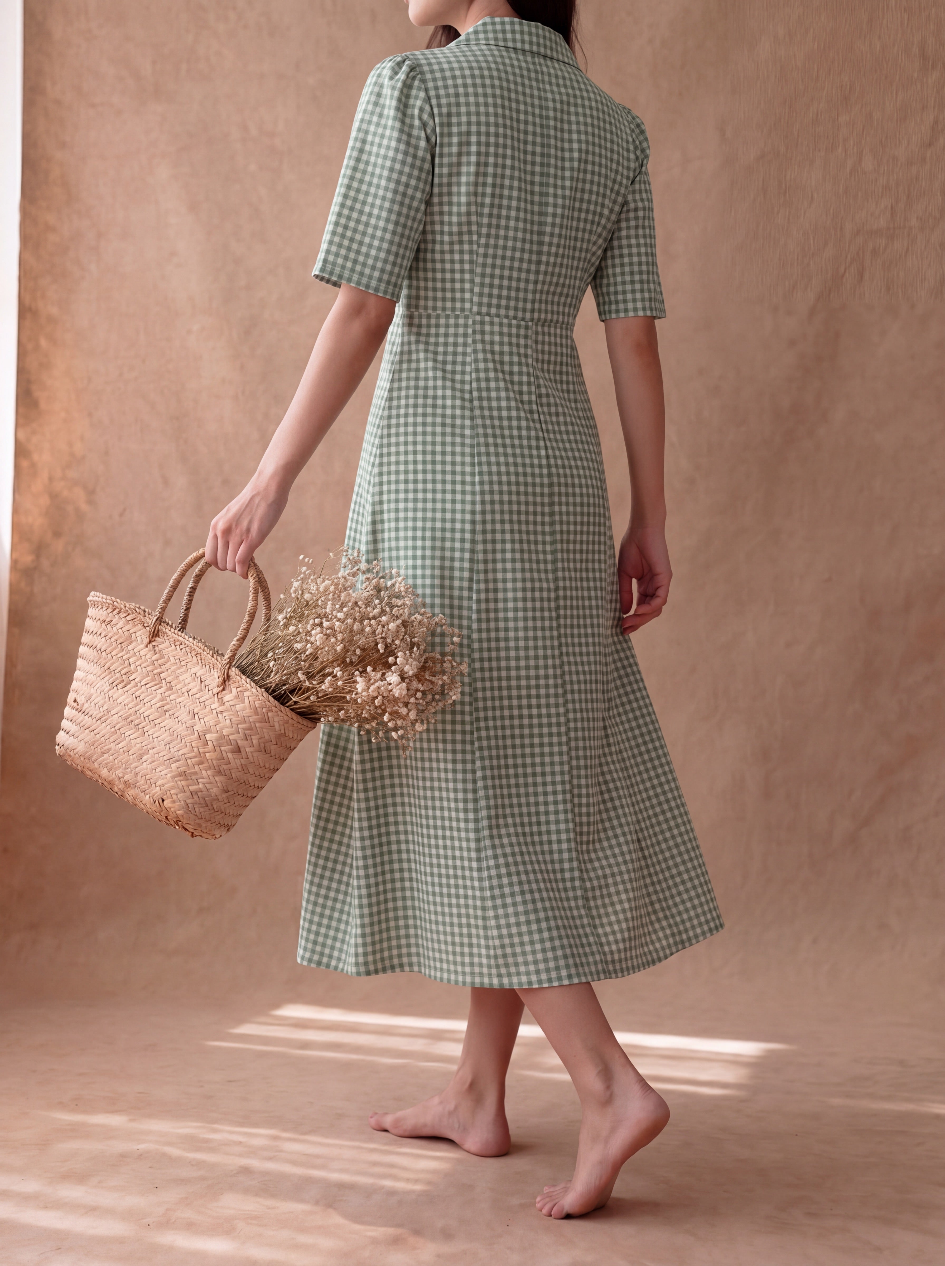 Green Gingham Taffy Dress