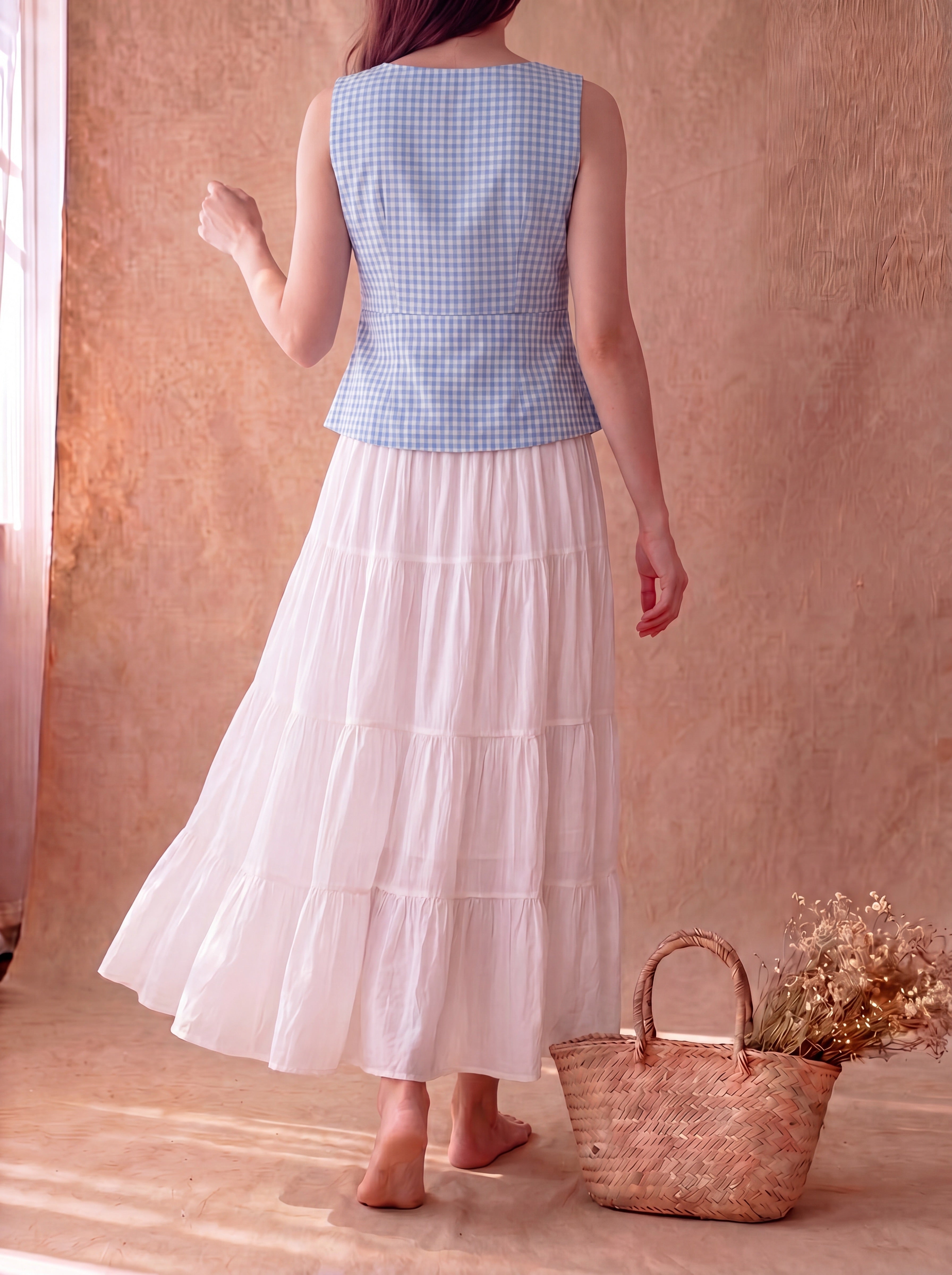 Blue Gingham Athena Top