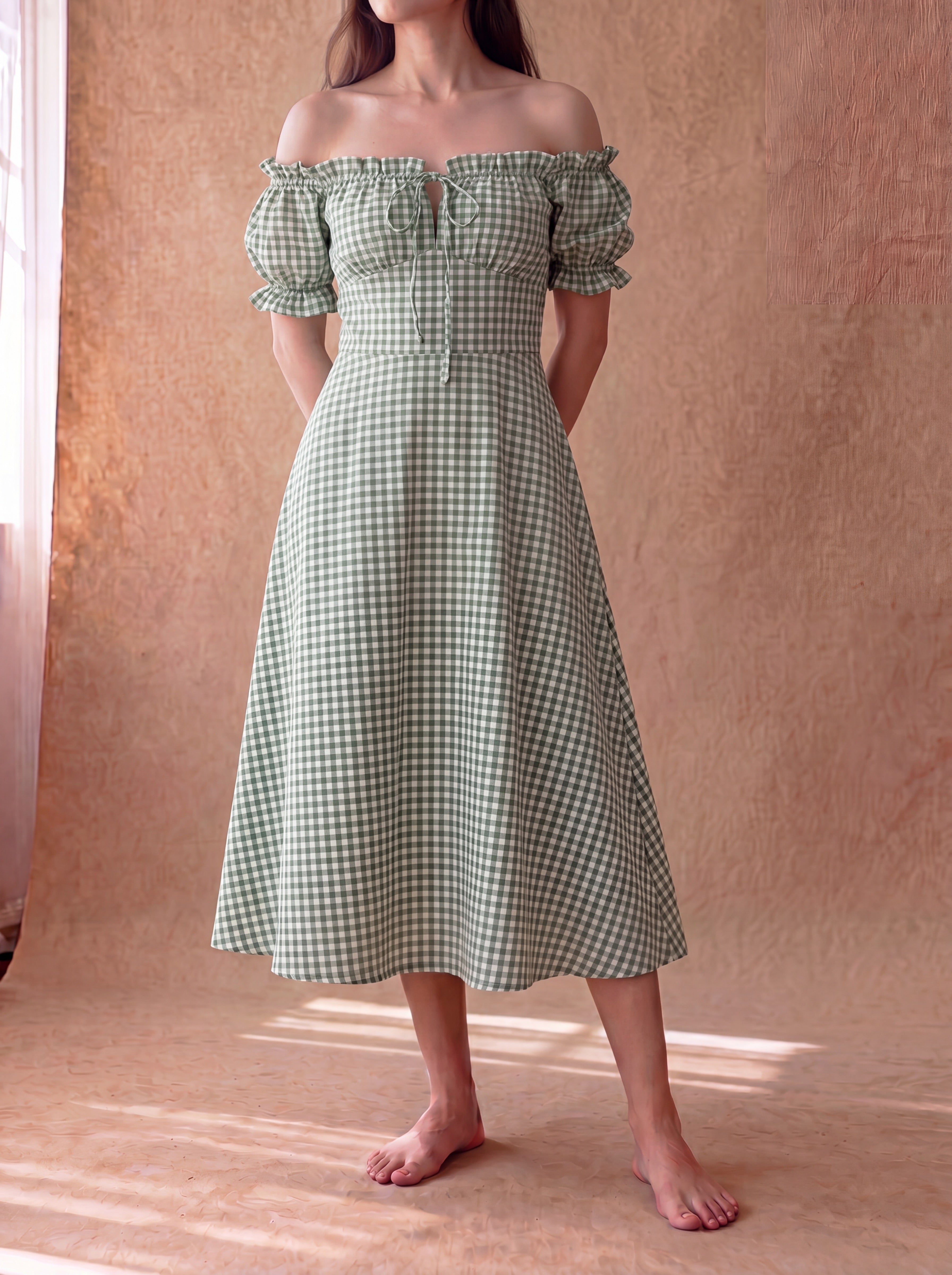 Green Gingham Renee Dress