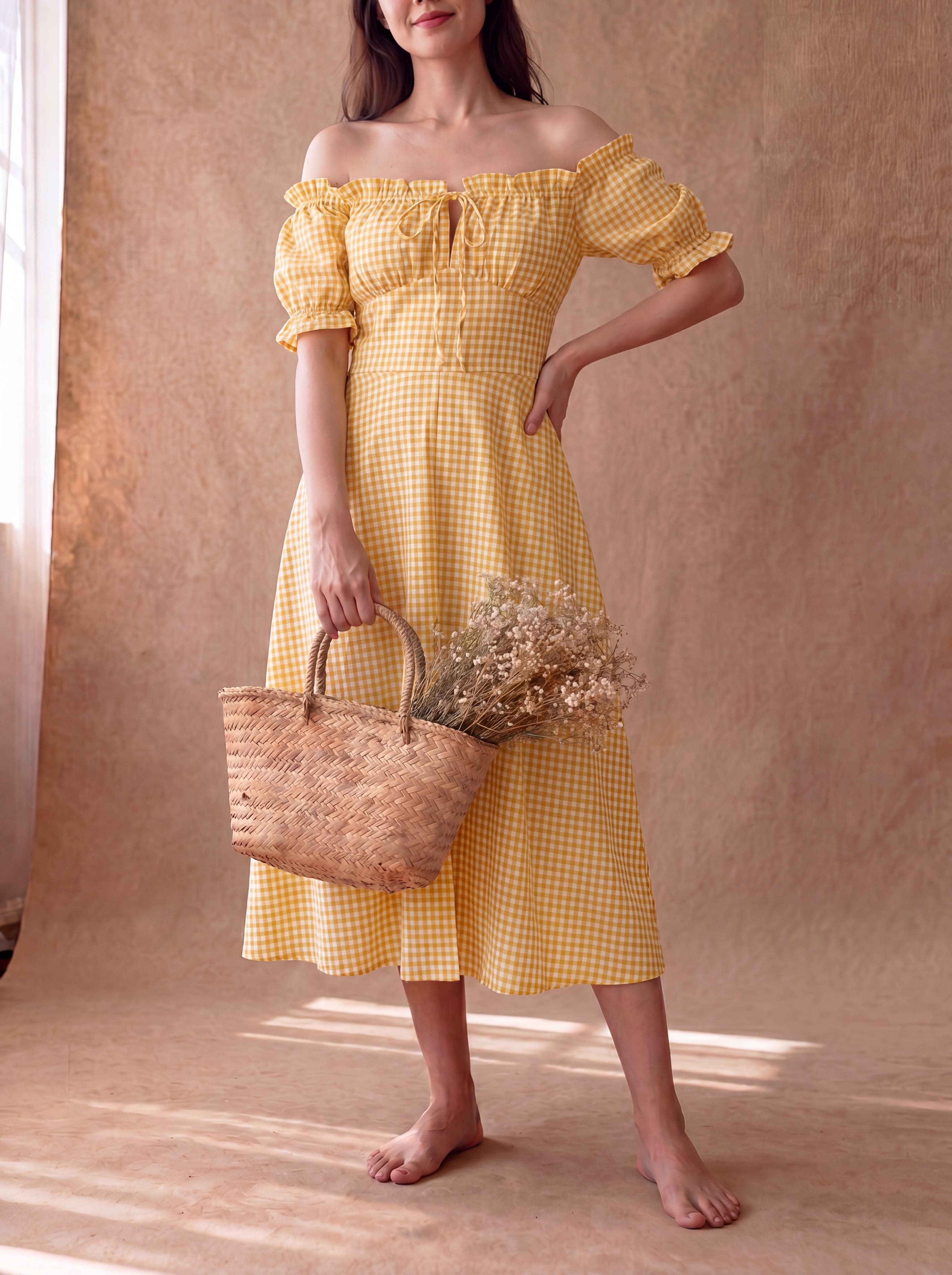 Yellow Gingham Renee Dress