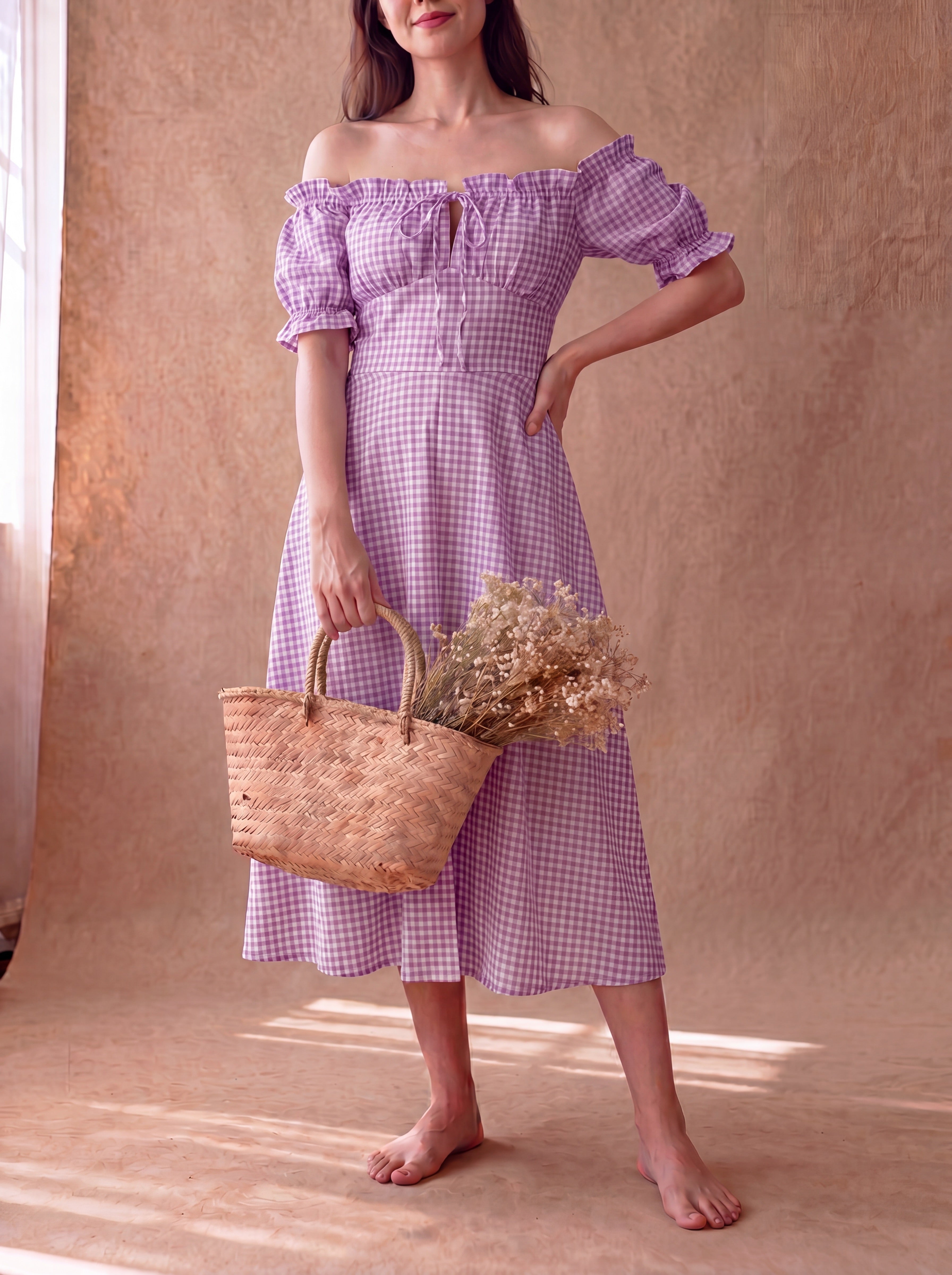 Purple Gingham Renee Dress