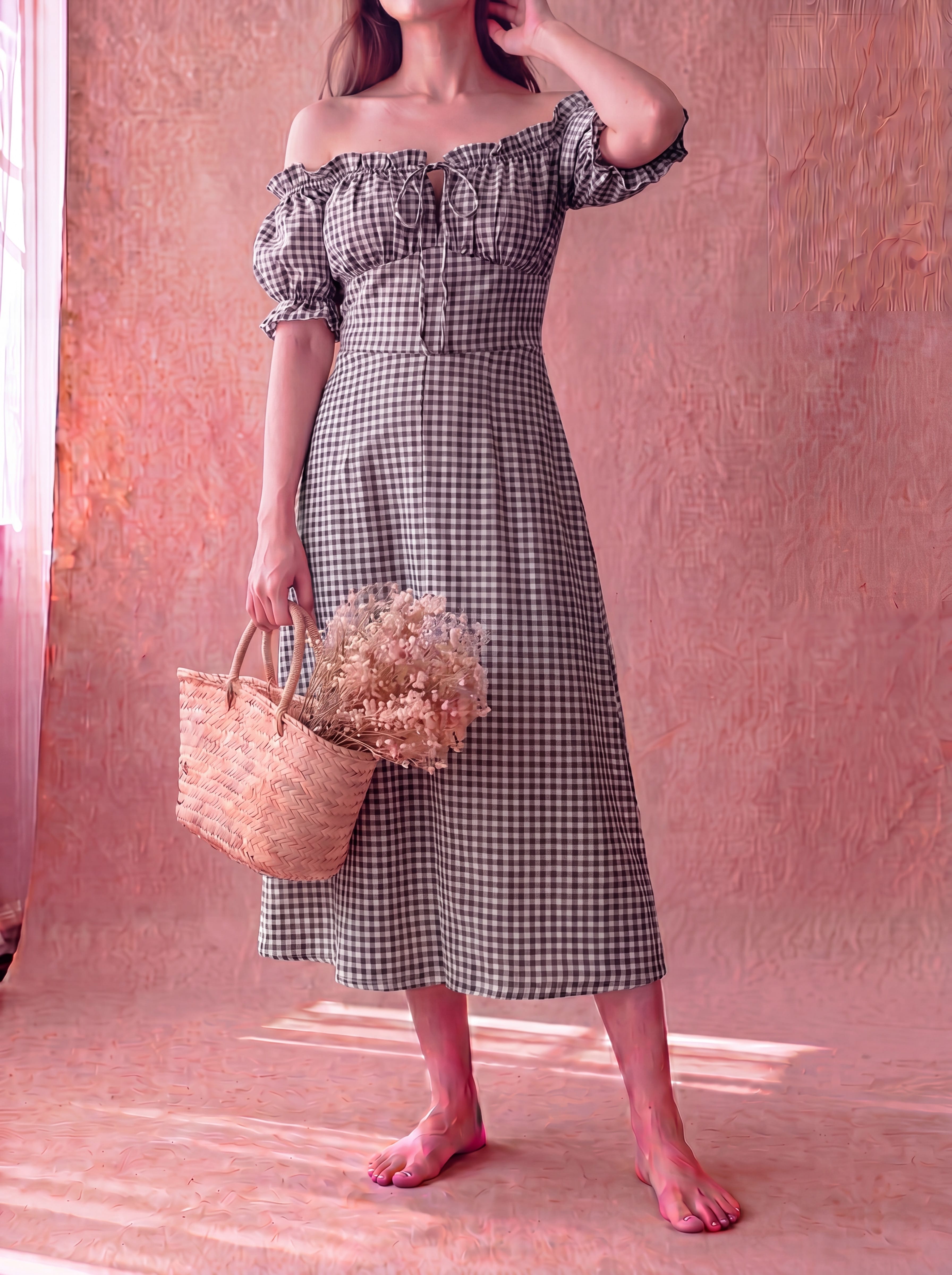 Black Gingham Renee Dress