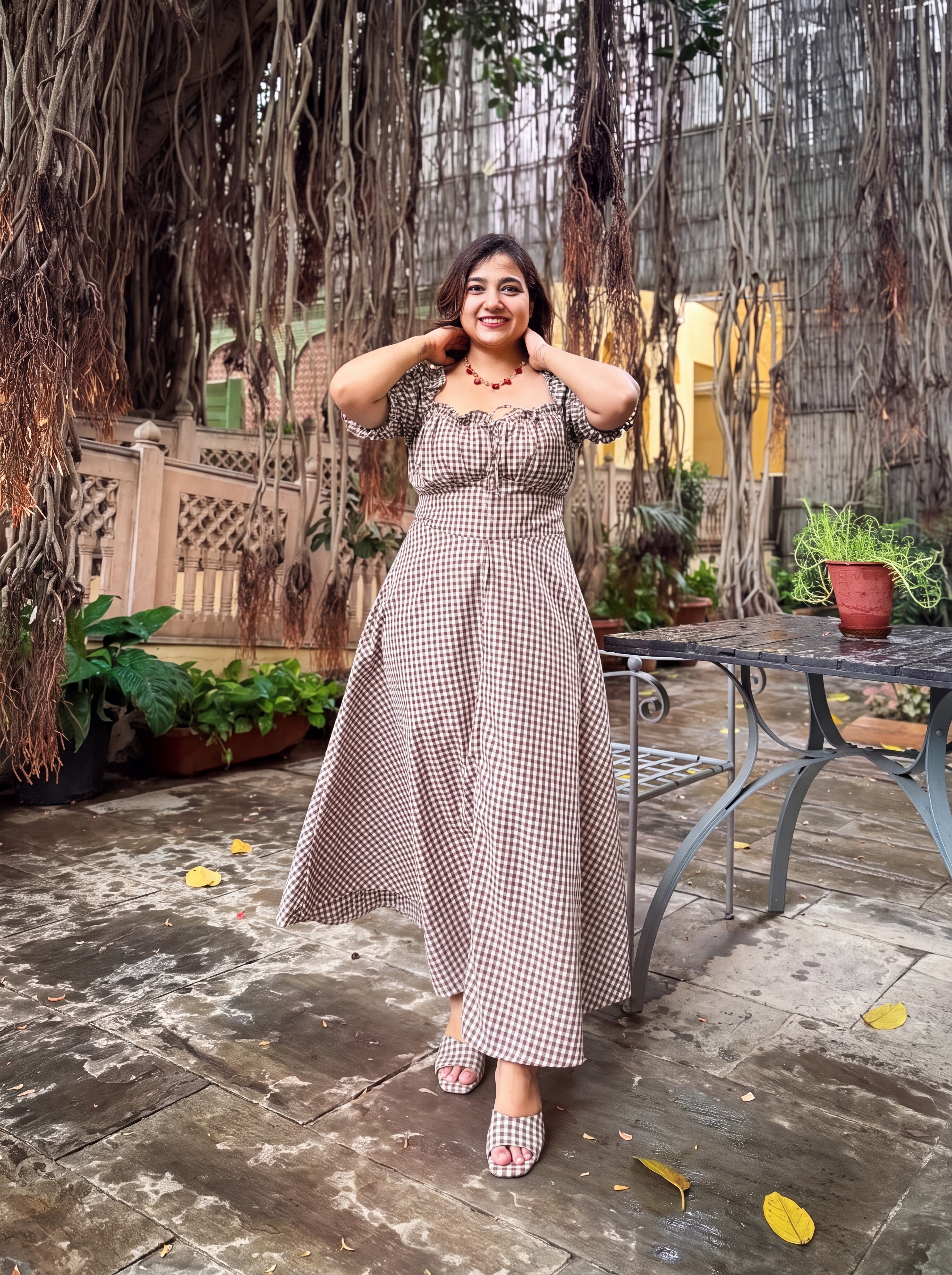 Black Gingham Renee Dress