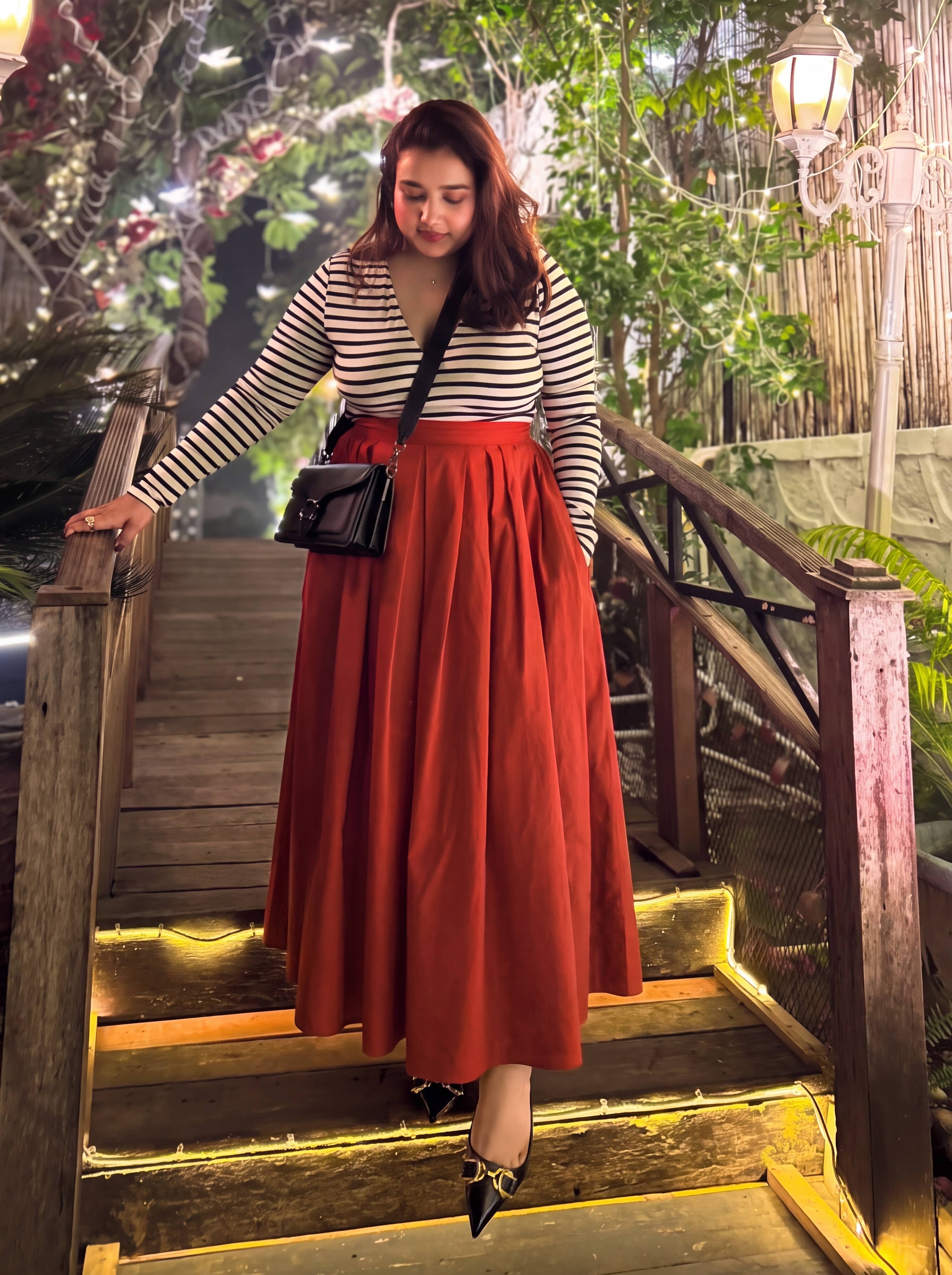 Crimson Elena Box Pleat Skirt