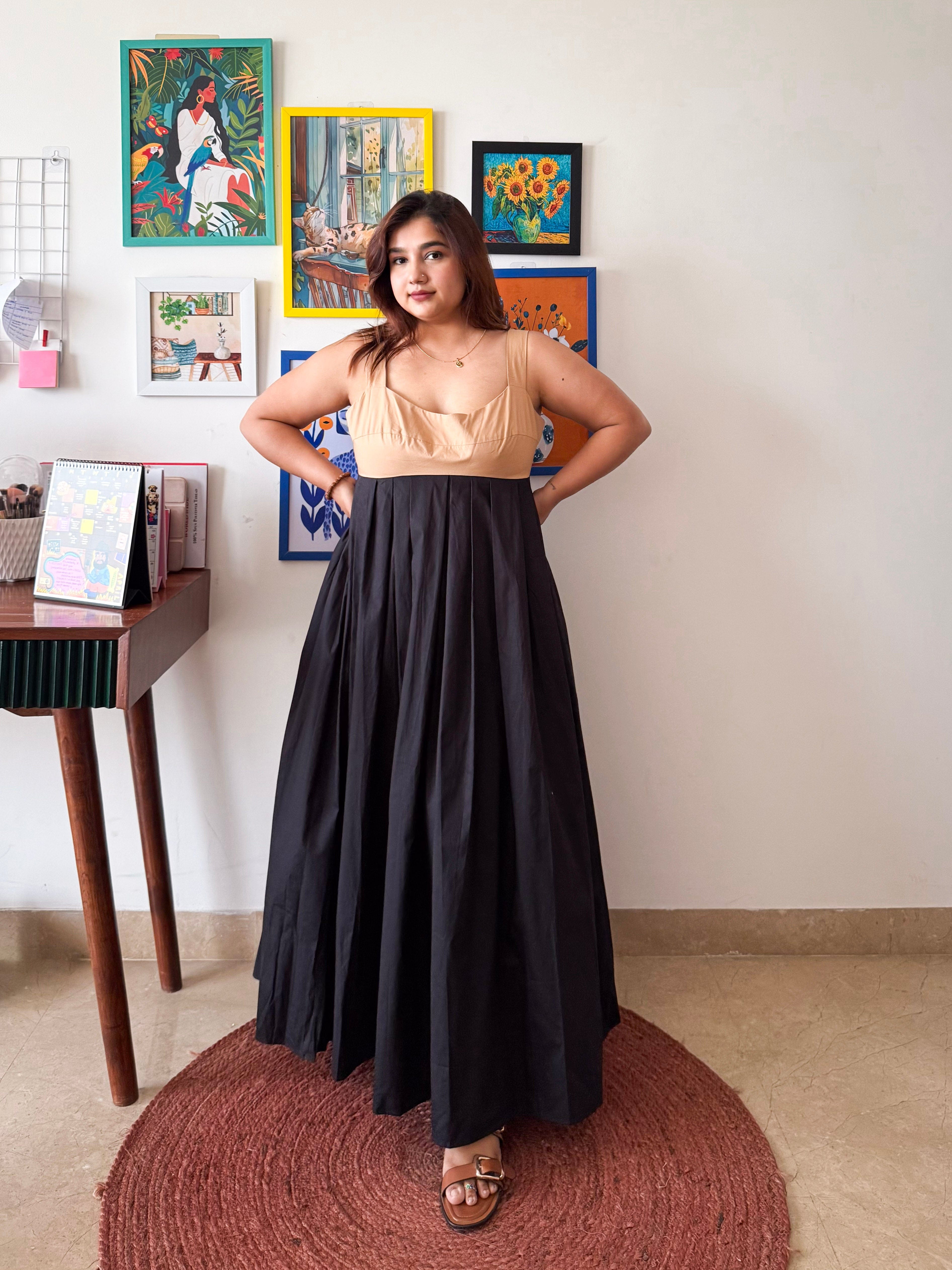 Beige Black Mama Mia Dress