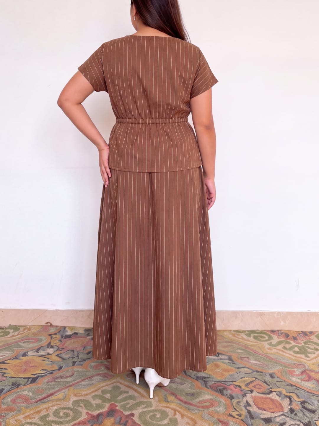 Umber Brown Pinstripe Co-ord Set