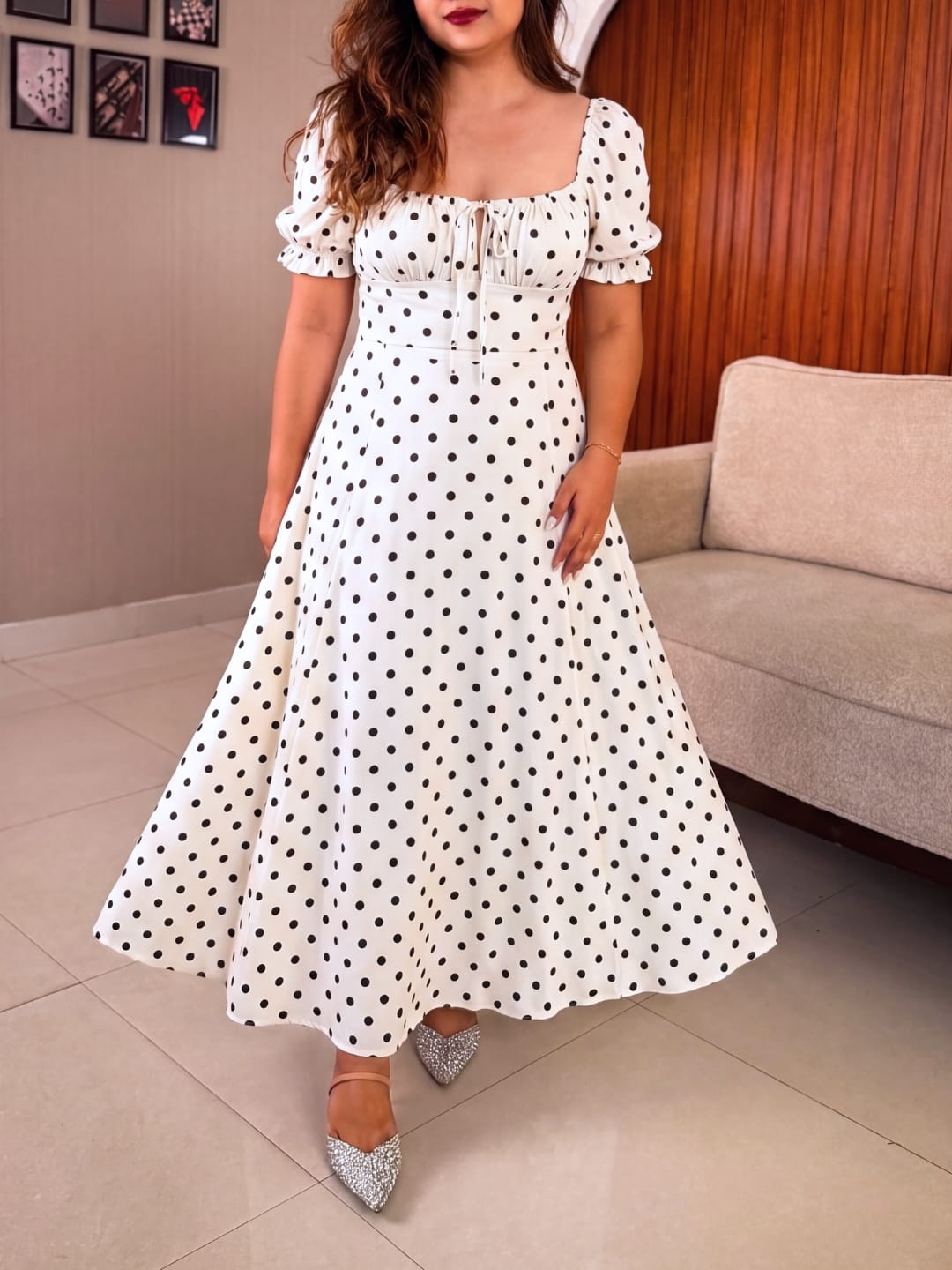 White Polka Renee Dress