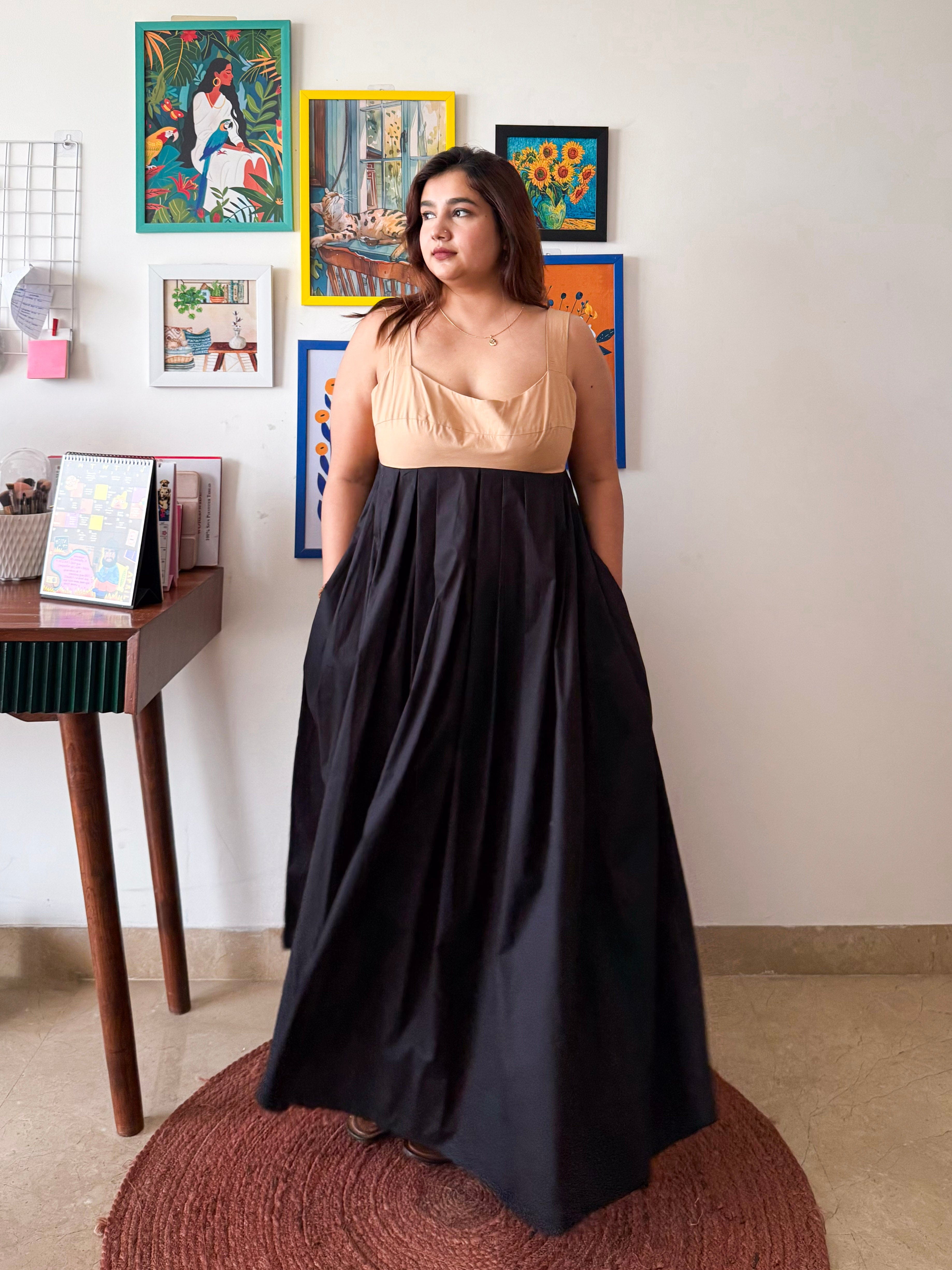 Beige Black Mama Mia Dress