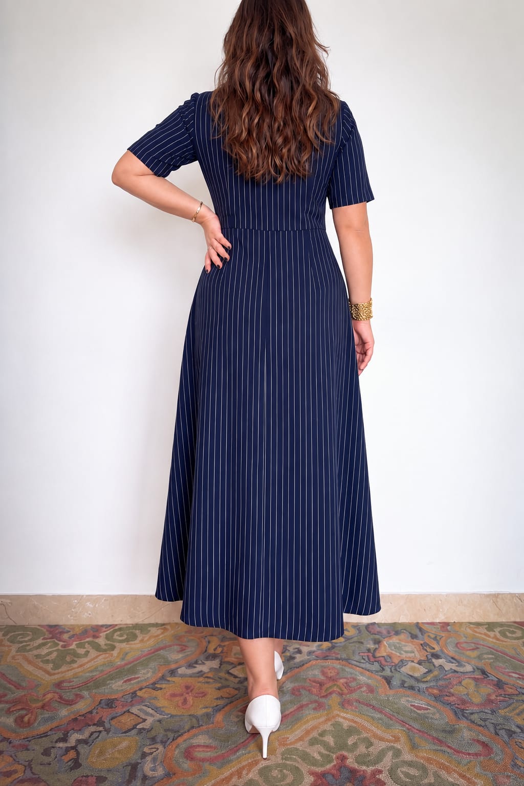 Navy Striped Lenora Dress - Ready To Ship