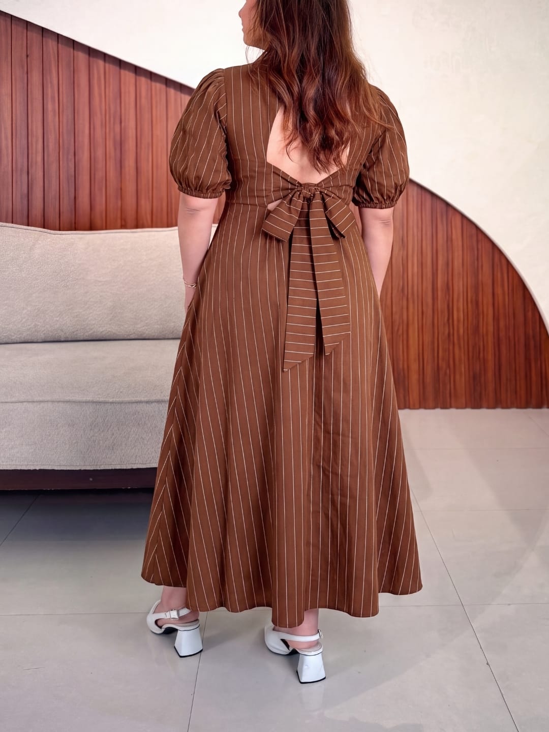 Pinstripe V-Neck Maribel Dress