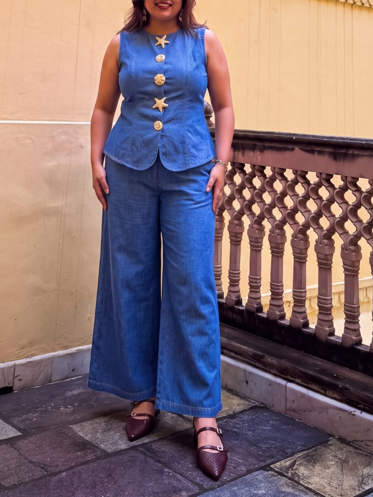 Chambray Waistcoat Set