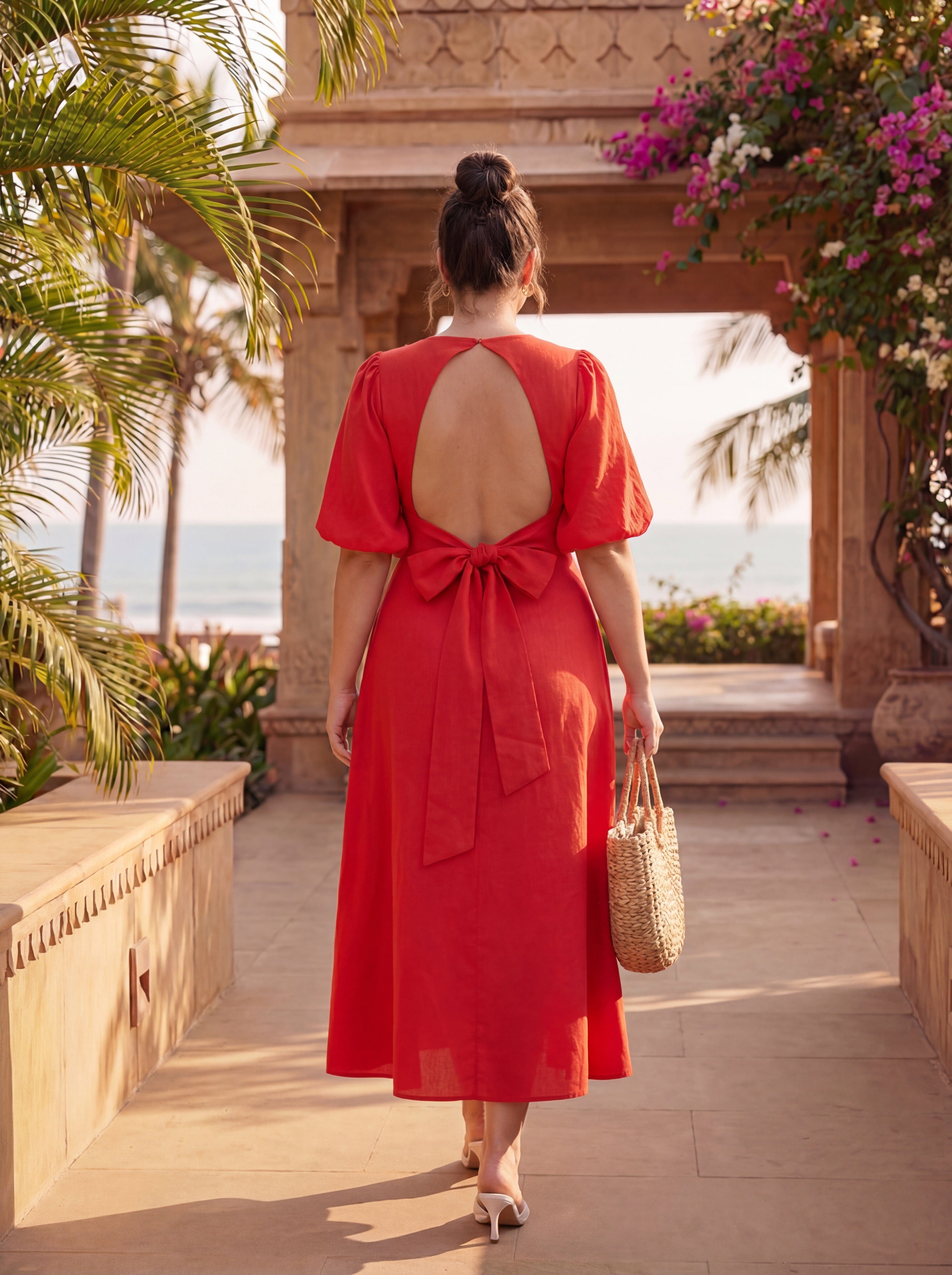 Red V-Neck Maribel Dress