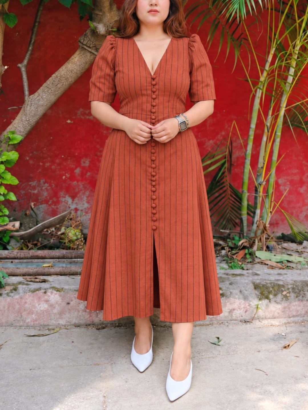 Pinstripe Megan Dress