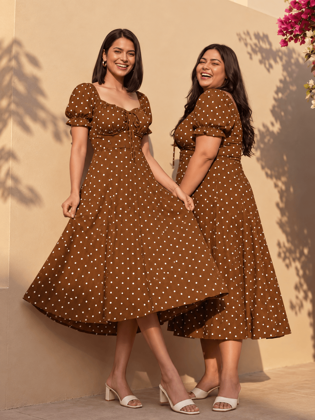 Mocha Brown Polka Renee Dress