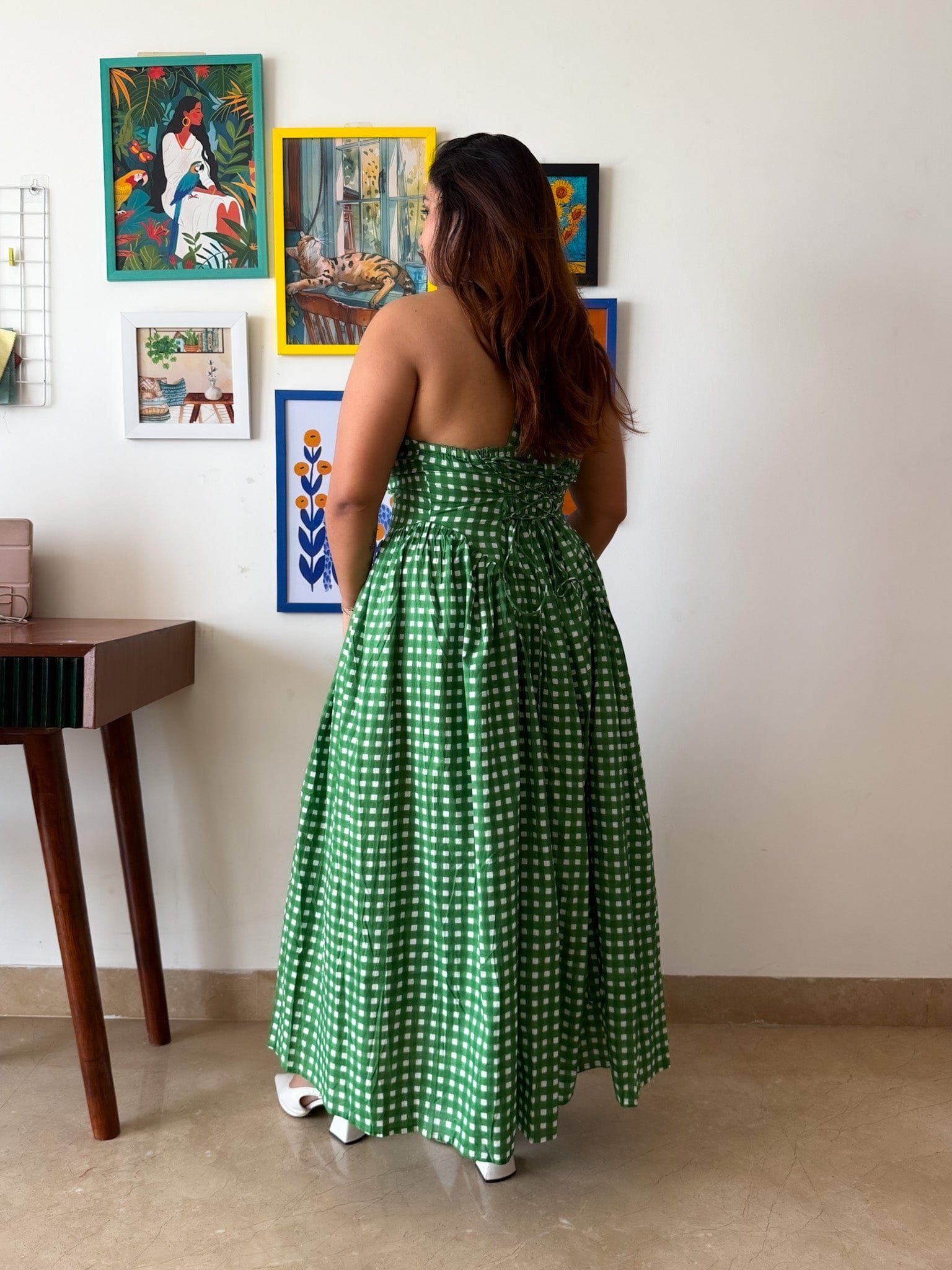 Green Ghingham Plaidy Dress