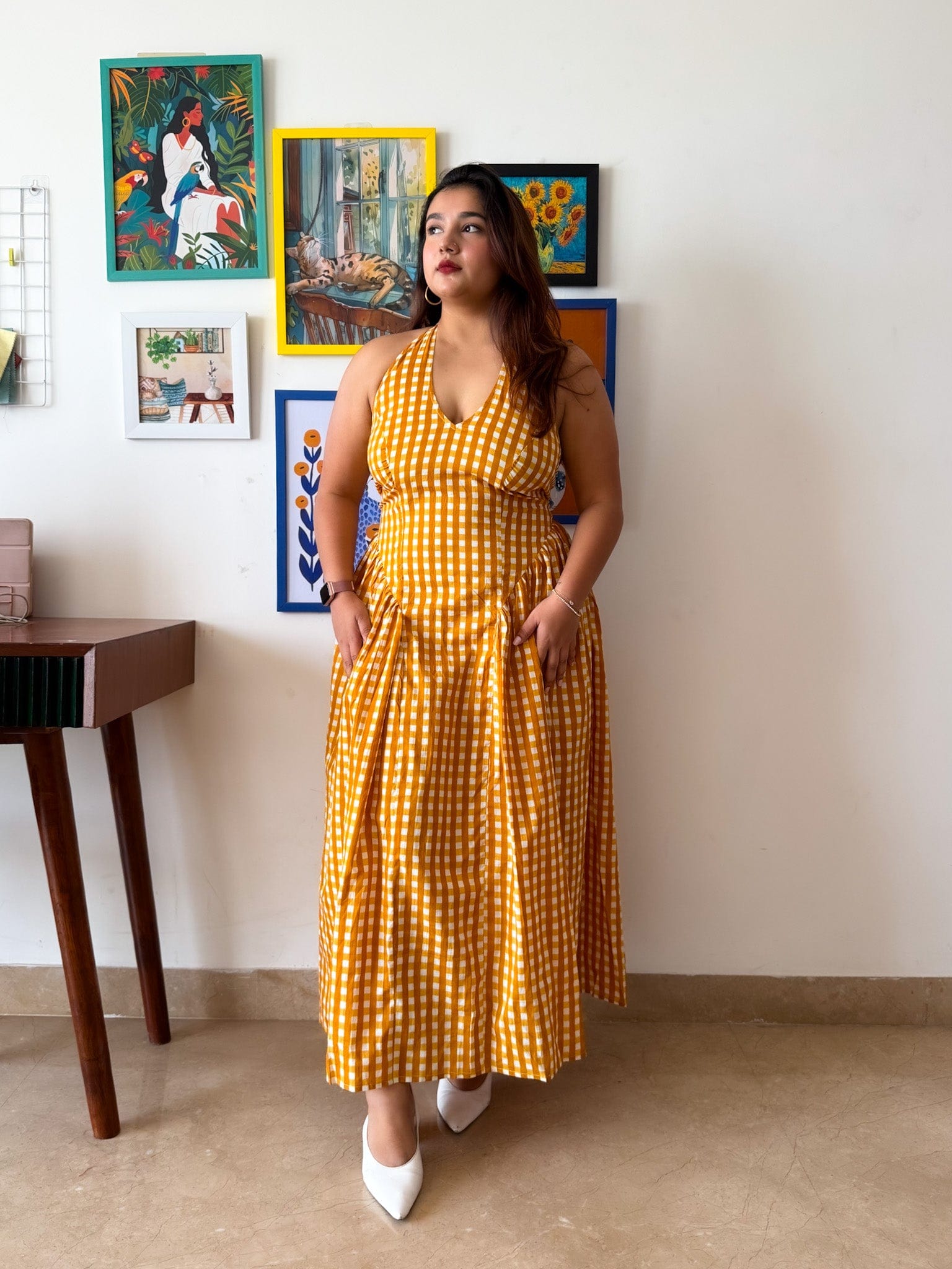 Yellow Ghingam Plaidy Dress