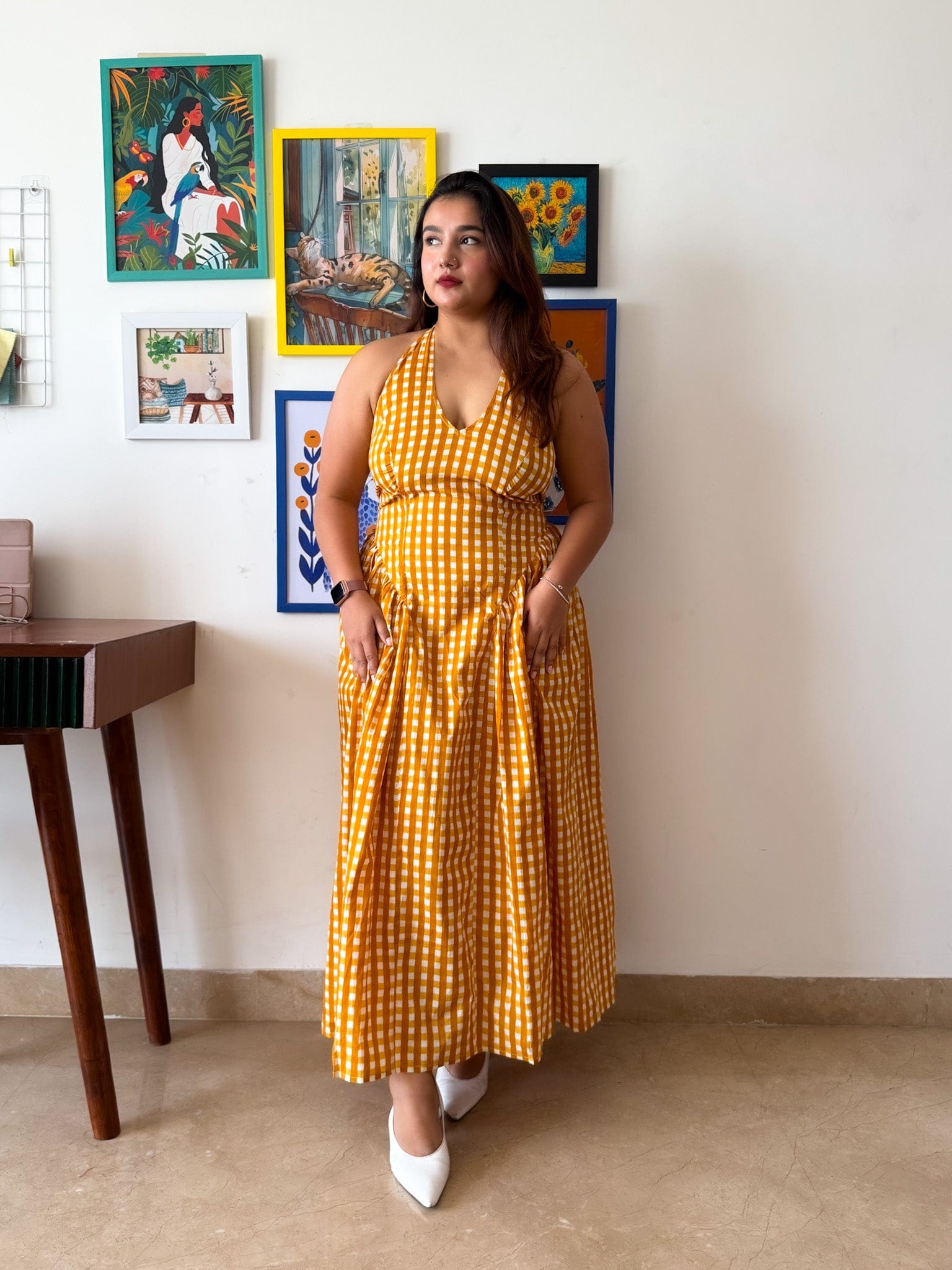 Yellow Ghingam Plaidy Dress
