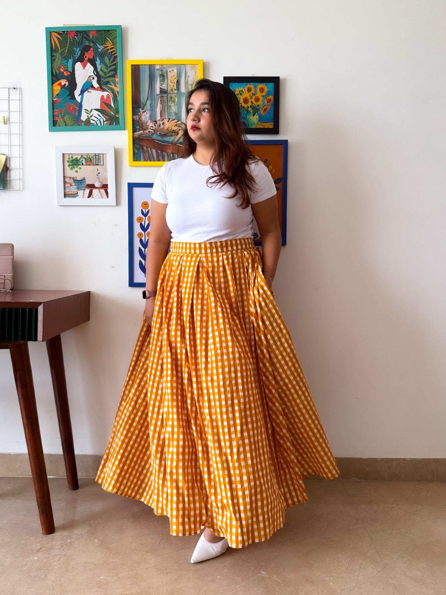 Yellow Gingham Elena Skirt