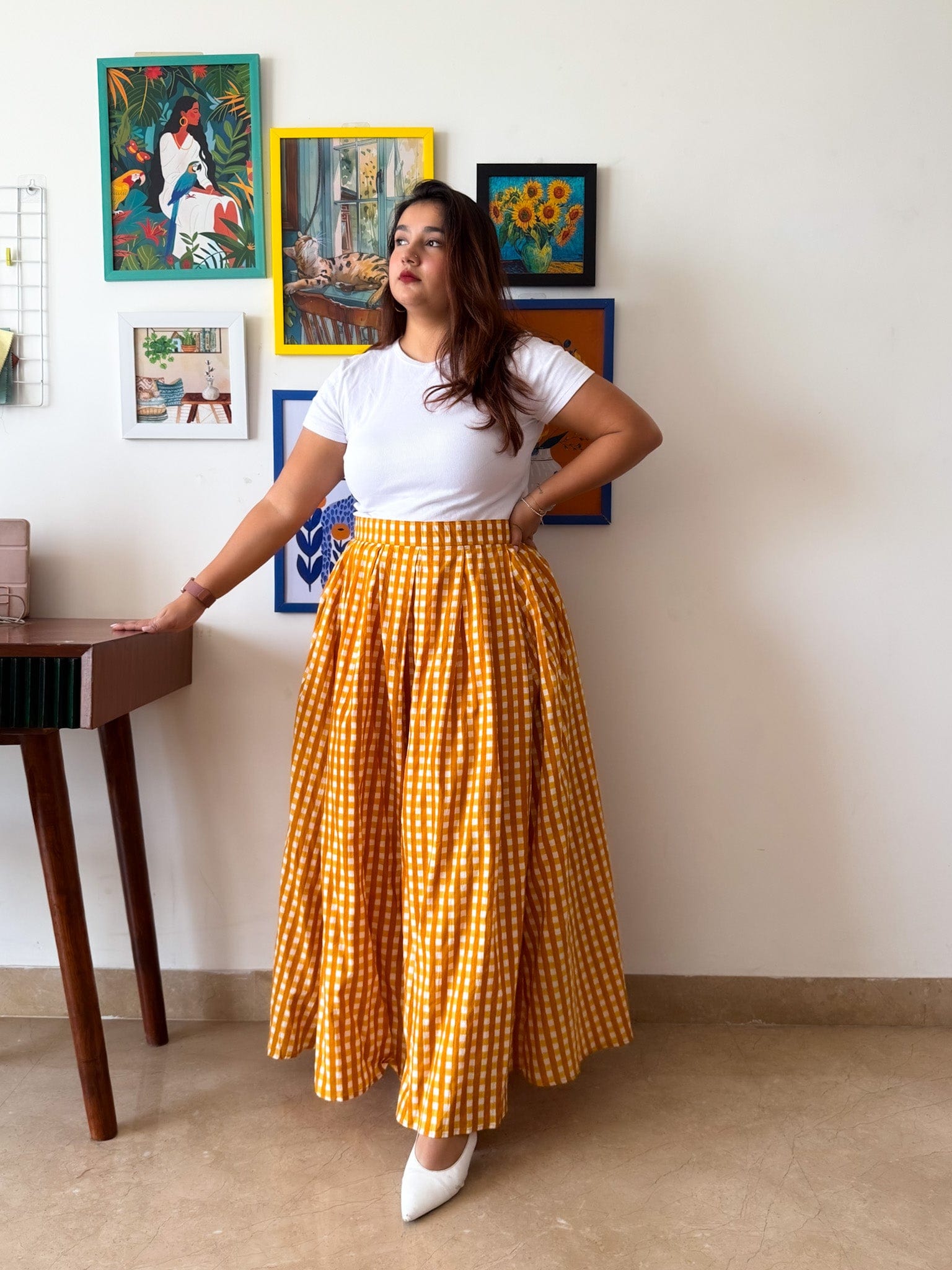 Yellow Gingham Elena Skirt