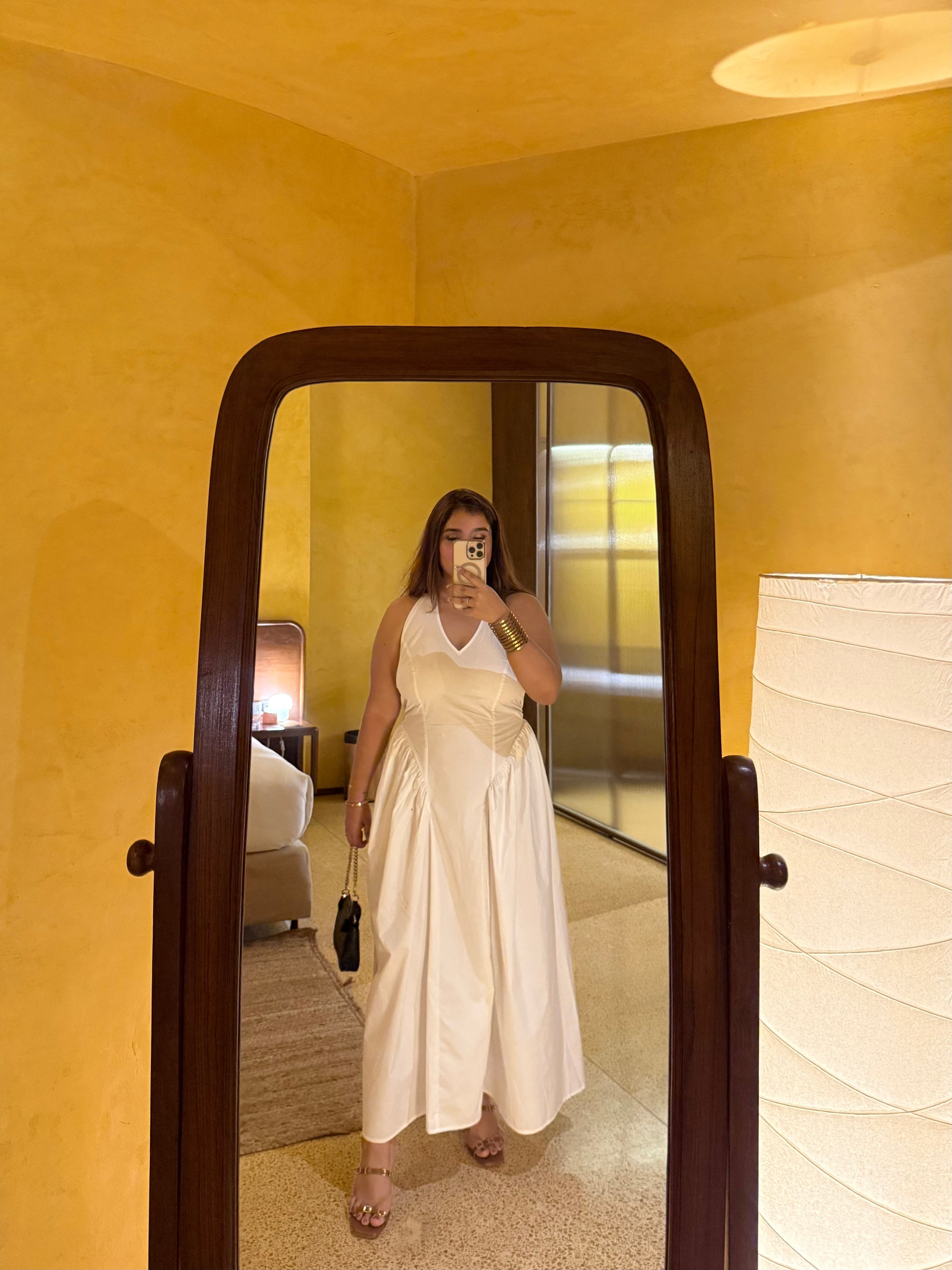 White Solid Plaidy Dress