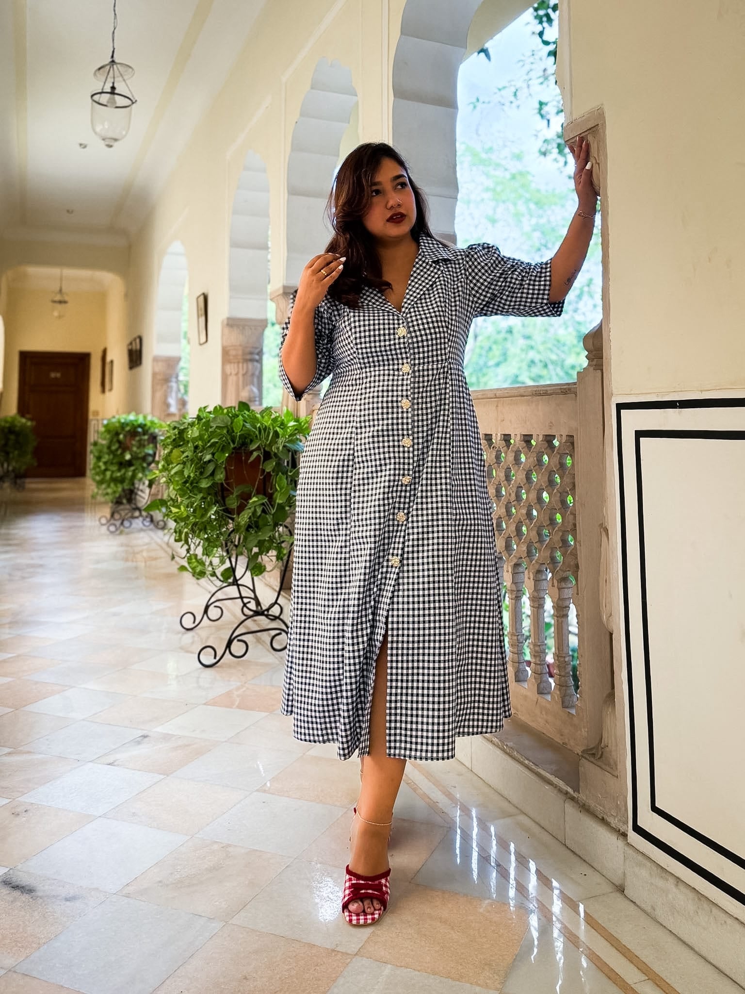 Black Gingham Taffy Dress