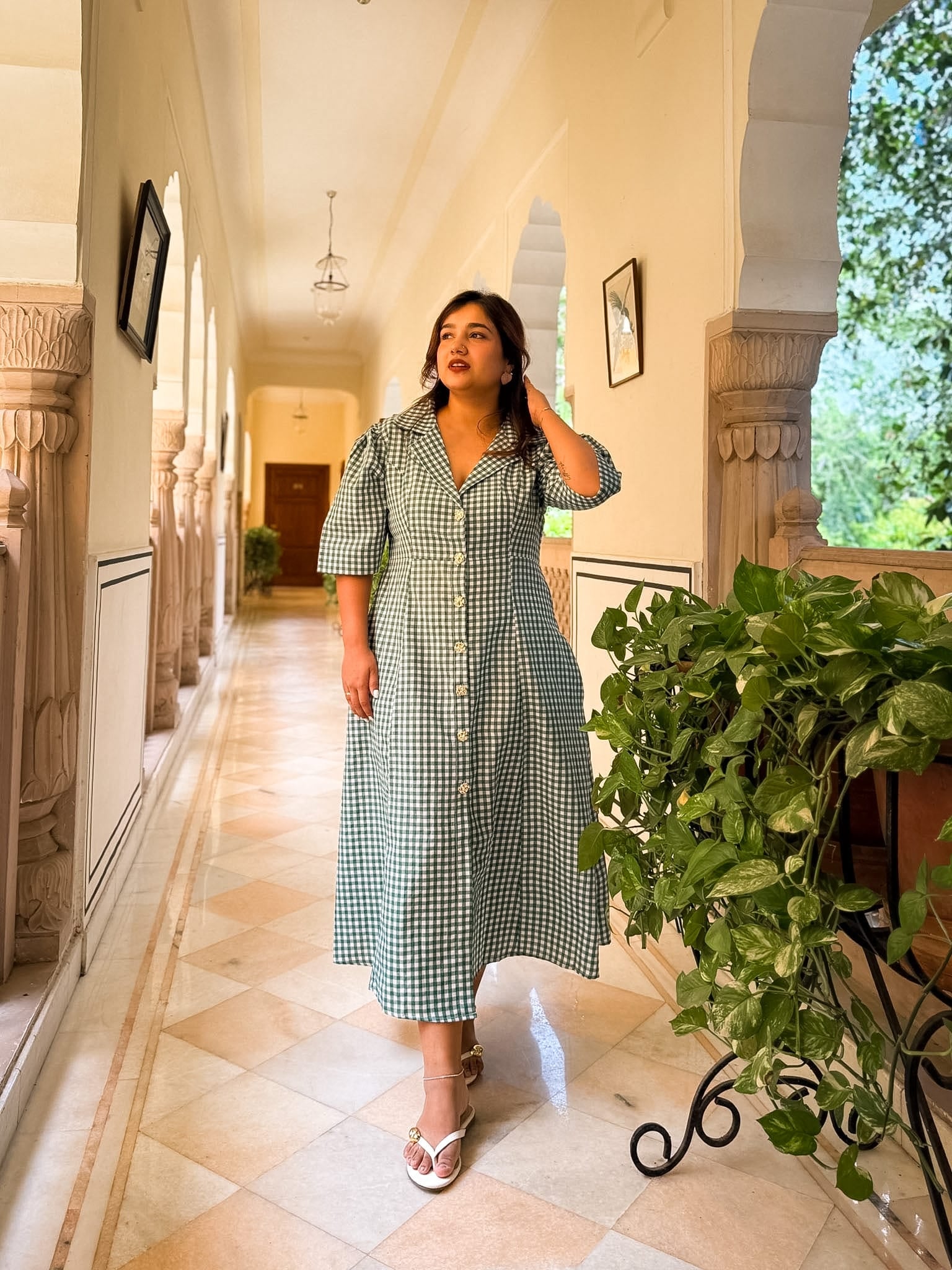 Green Gingham Taffy Dress