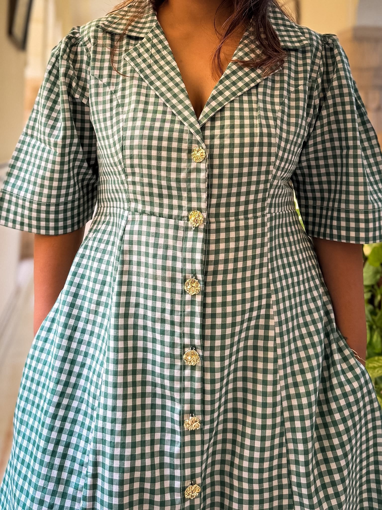 Green Gingham Taffy Dress