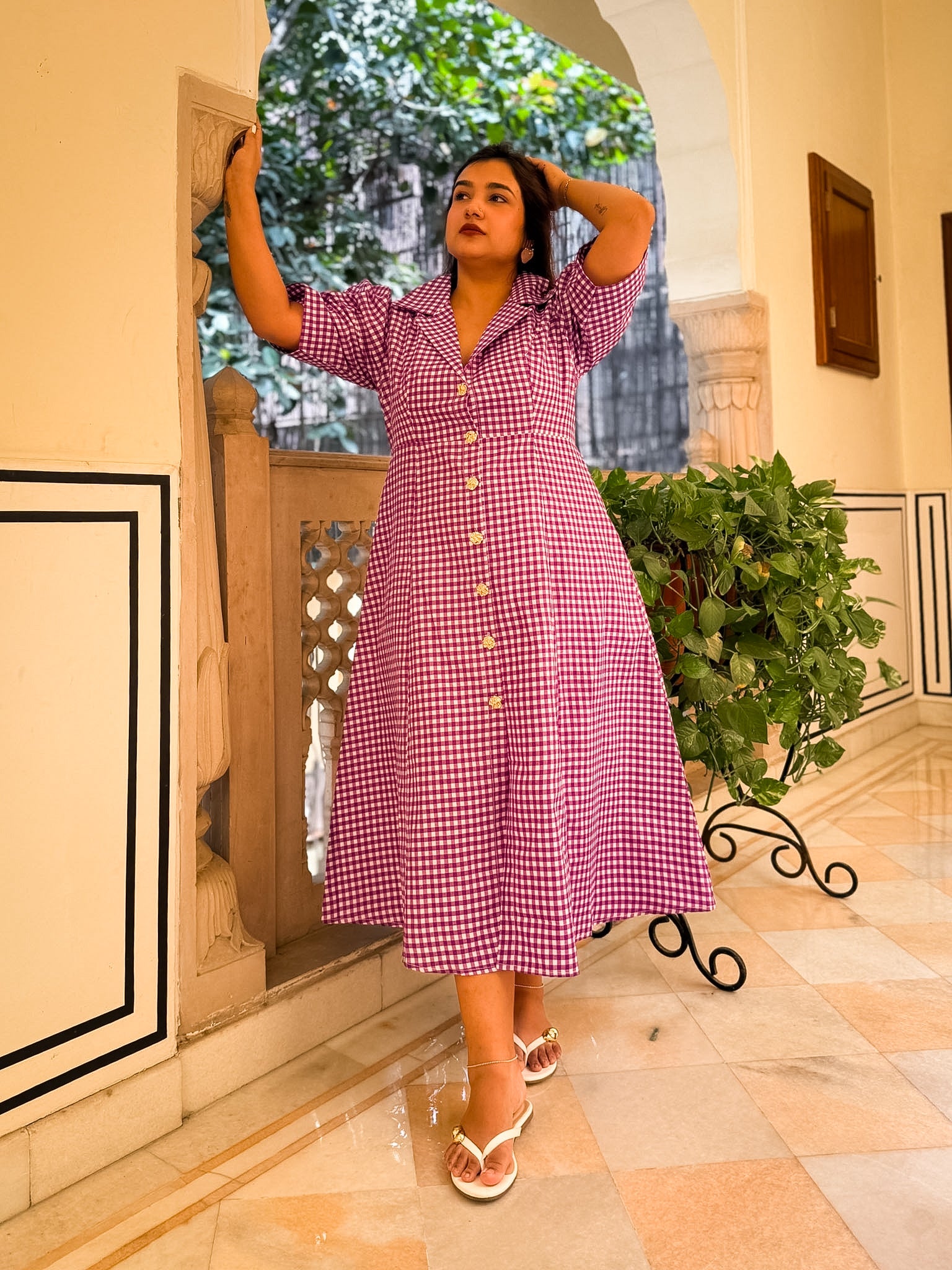 Purple Gingham Taffy Dress