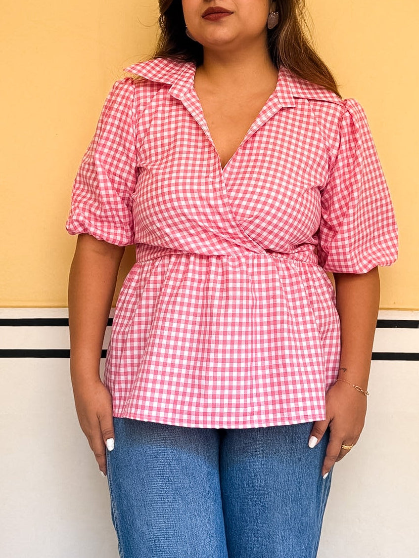 Pink Gingham Easy Breeze Top