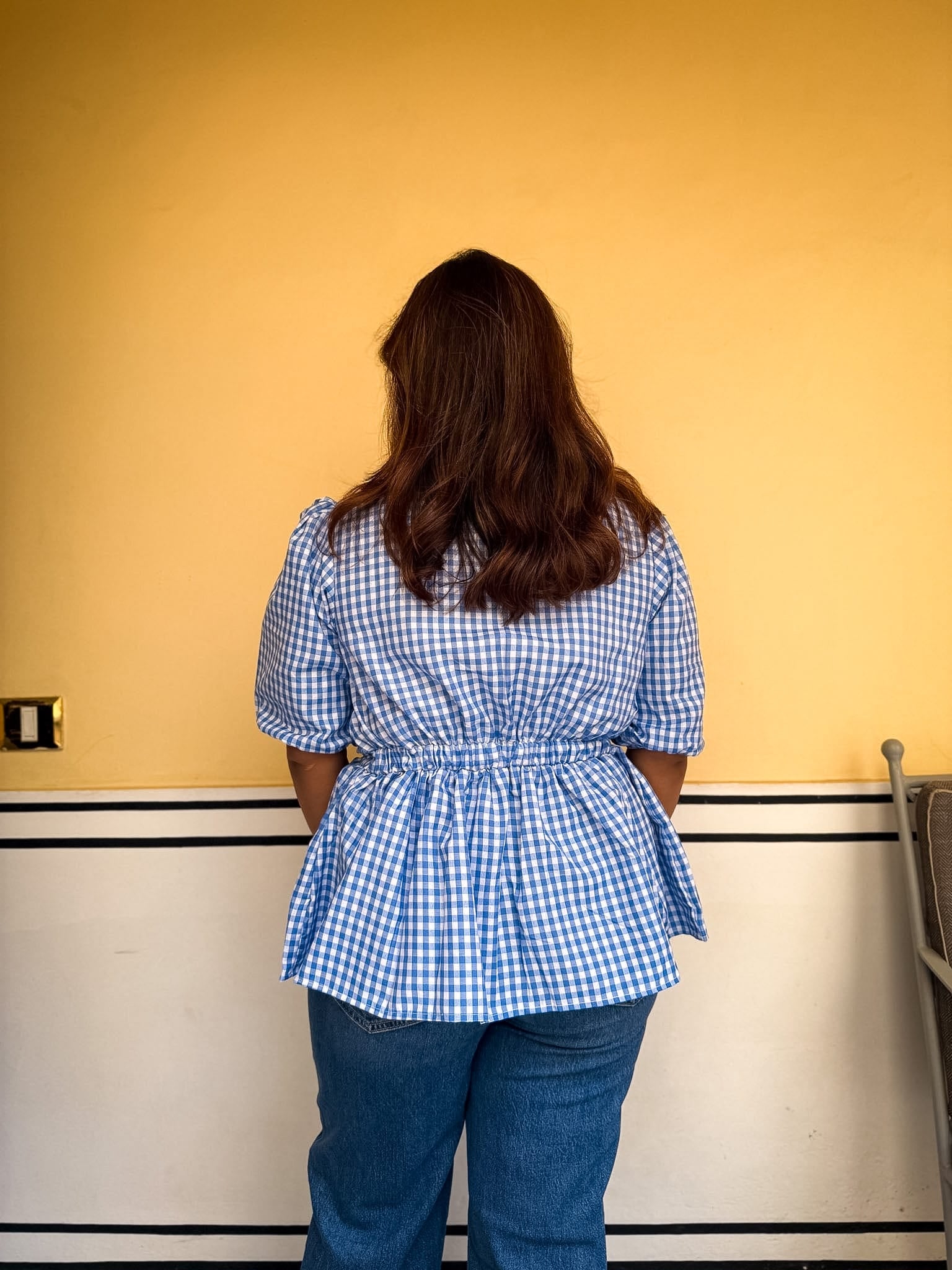 Blue Gingham Easy Breeze Top