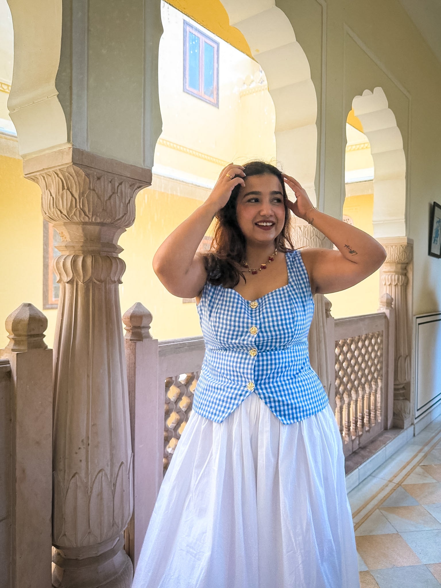 Blue Gingham Athena Top