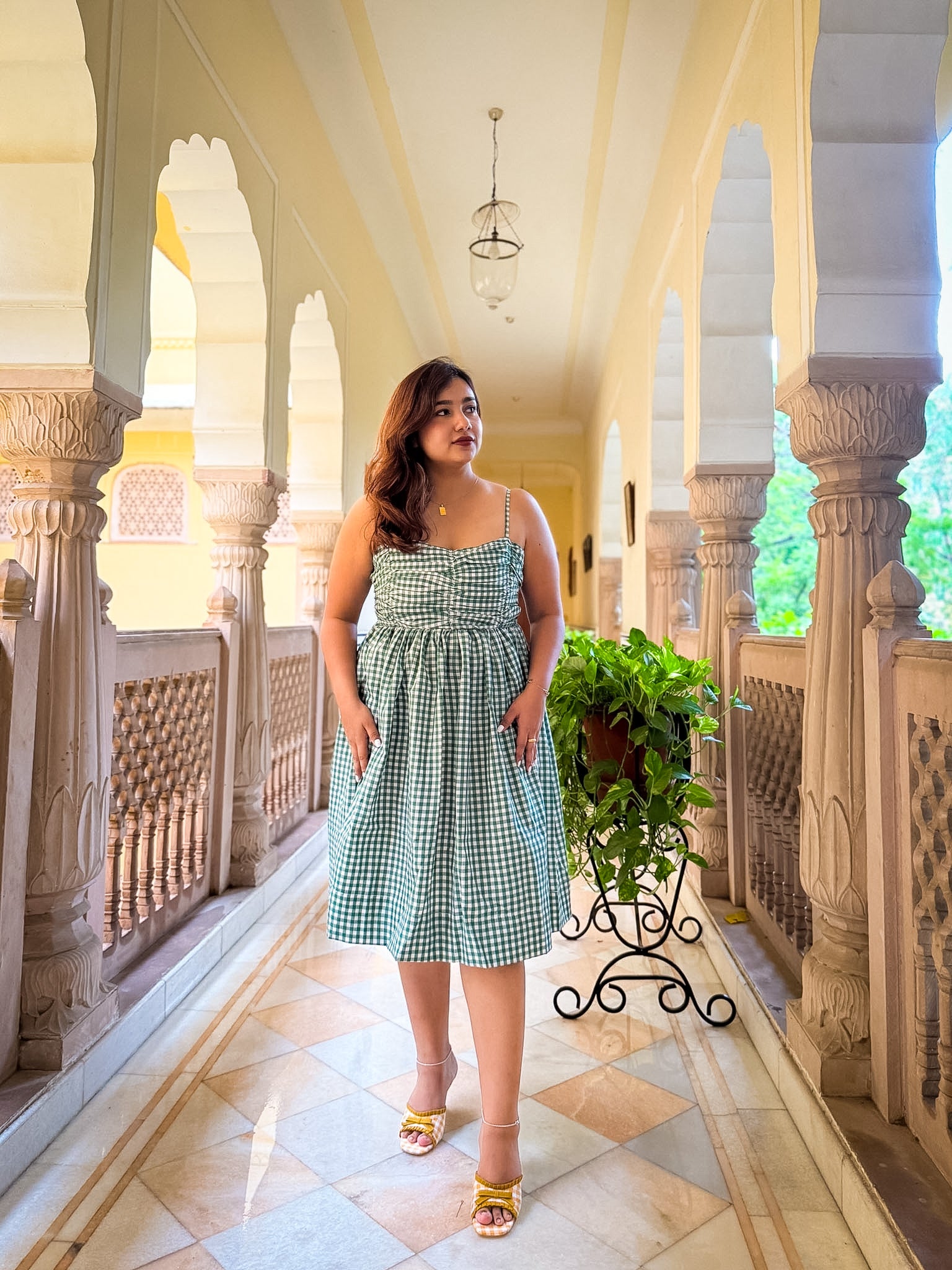 Green Gingham Celestial Dress