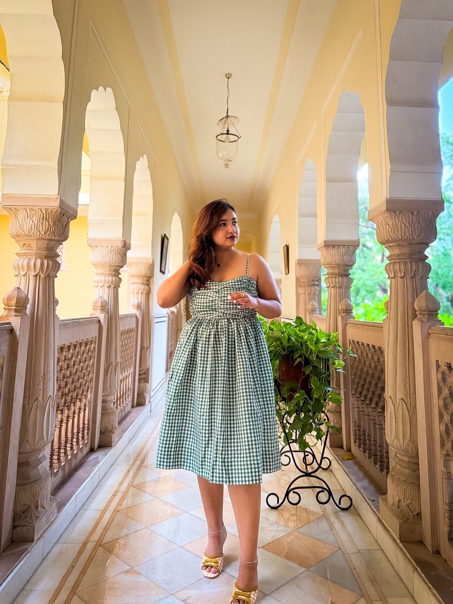 Green Gingham Celestial Dress