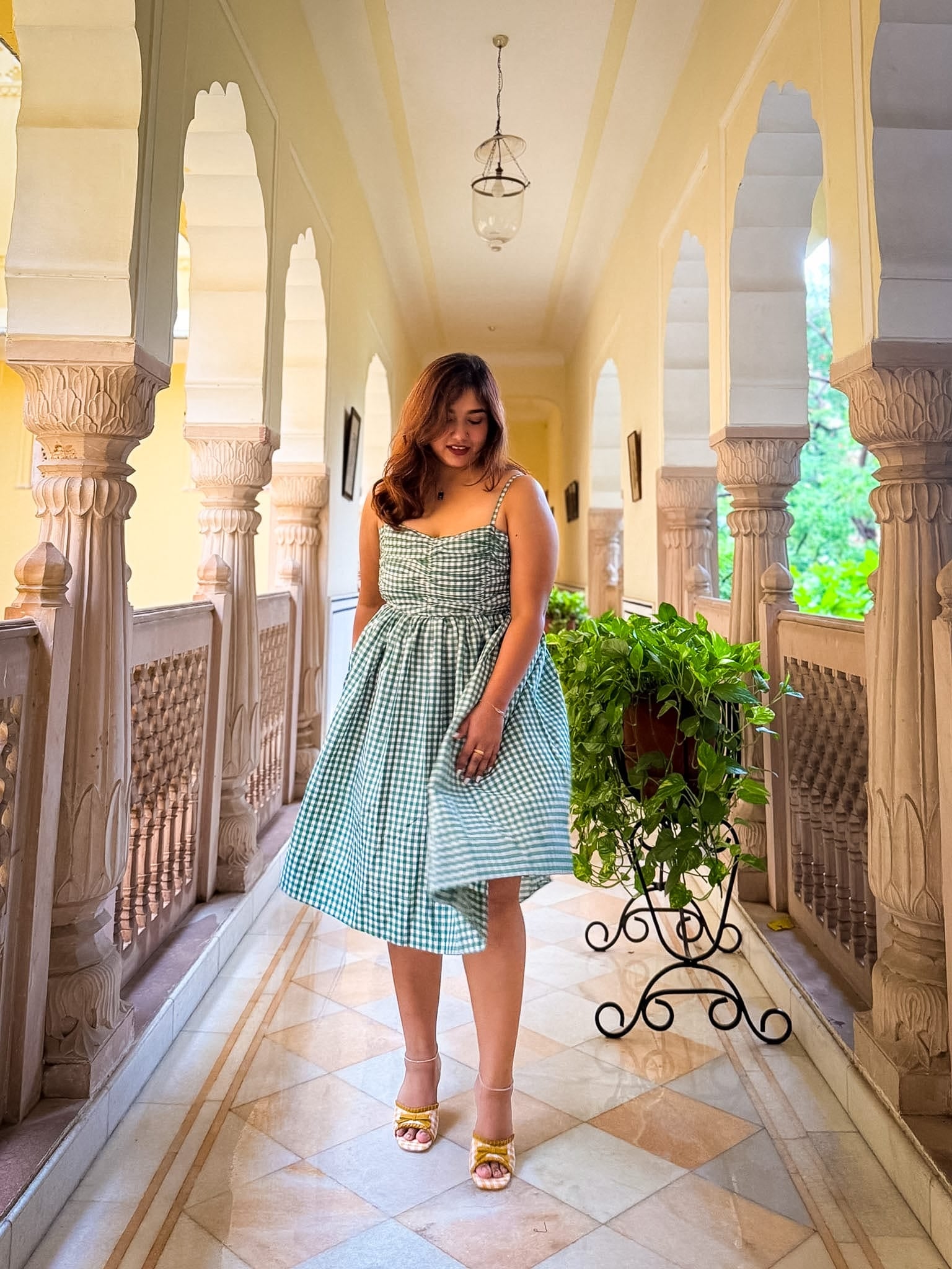 Green Gingham Celestial Dress