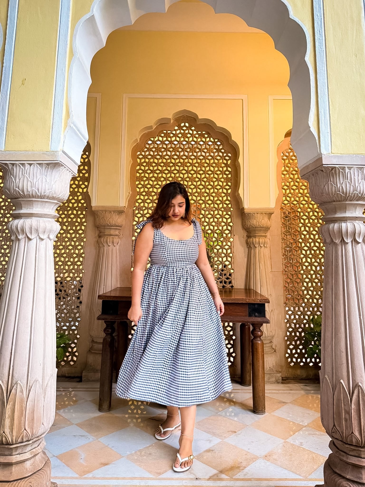 Black Gingham Biscoff Dress