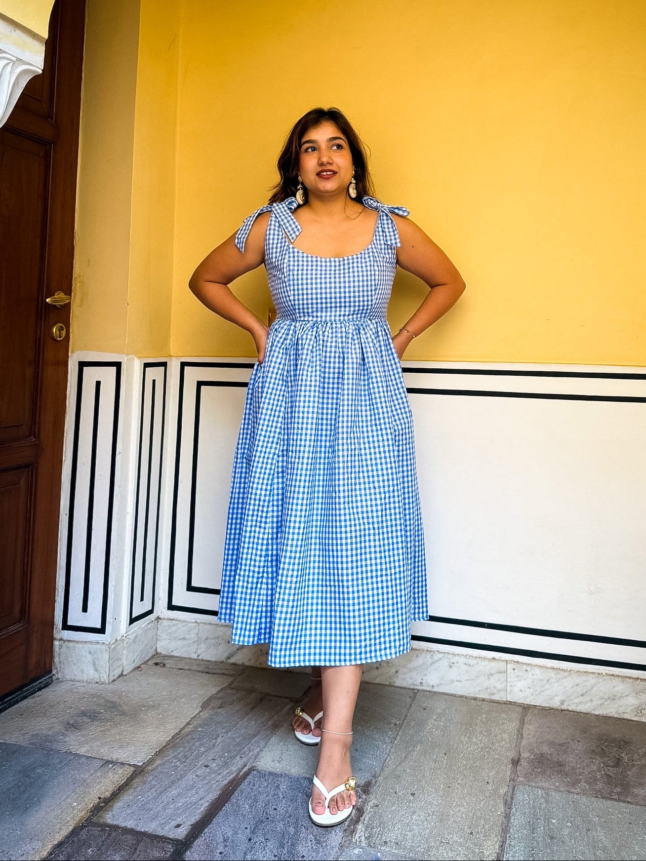 Blue Gingham Biscoff Dress