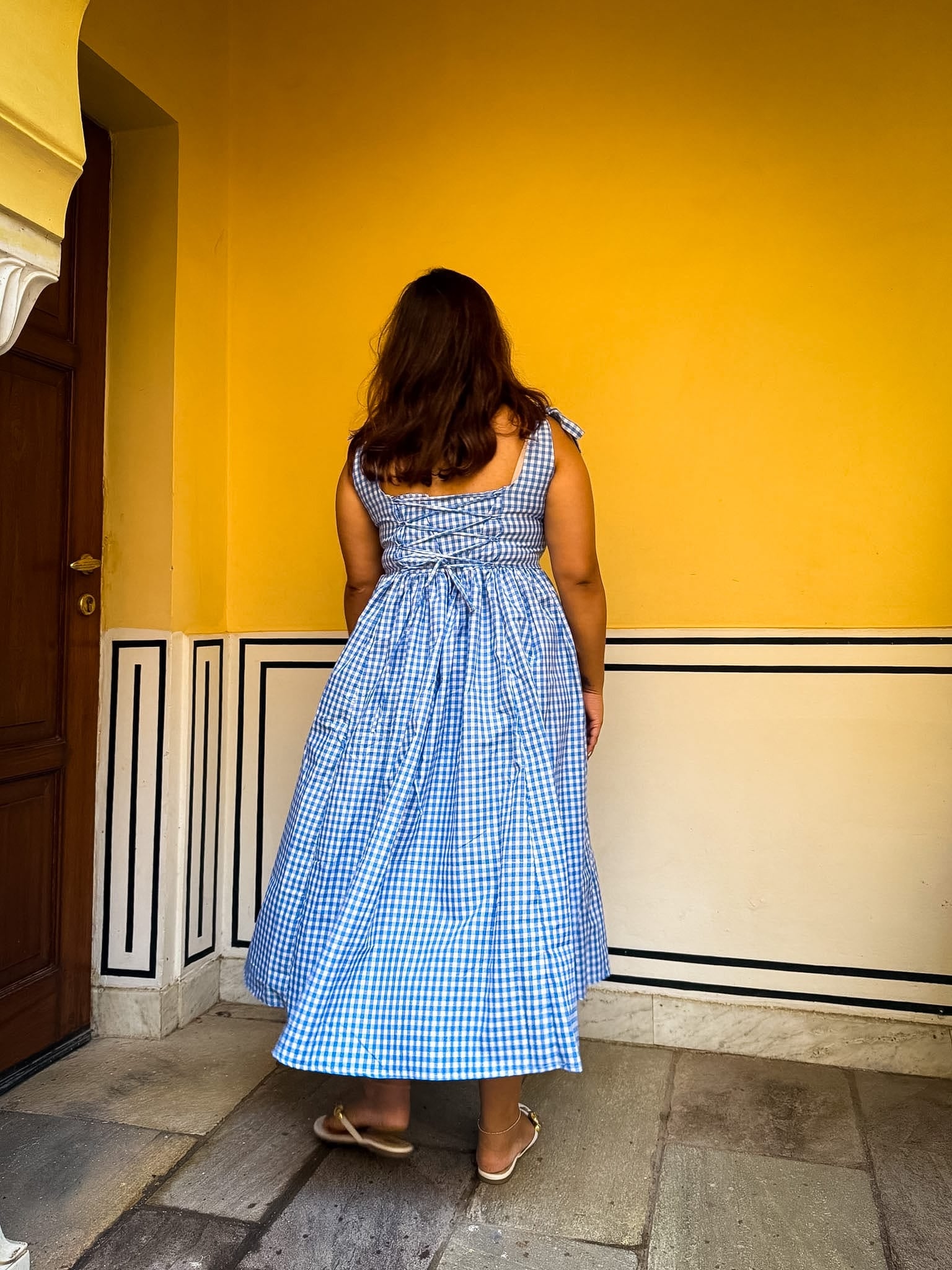 Blue Gingham Biscoff Dress