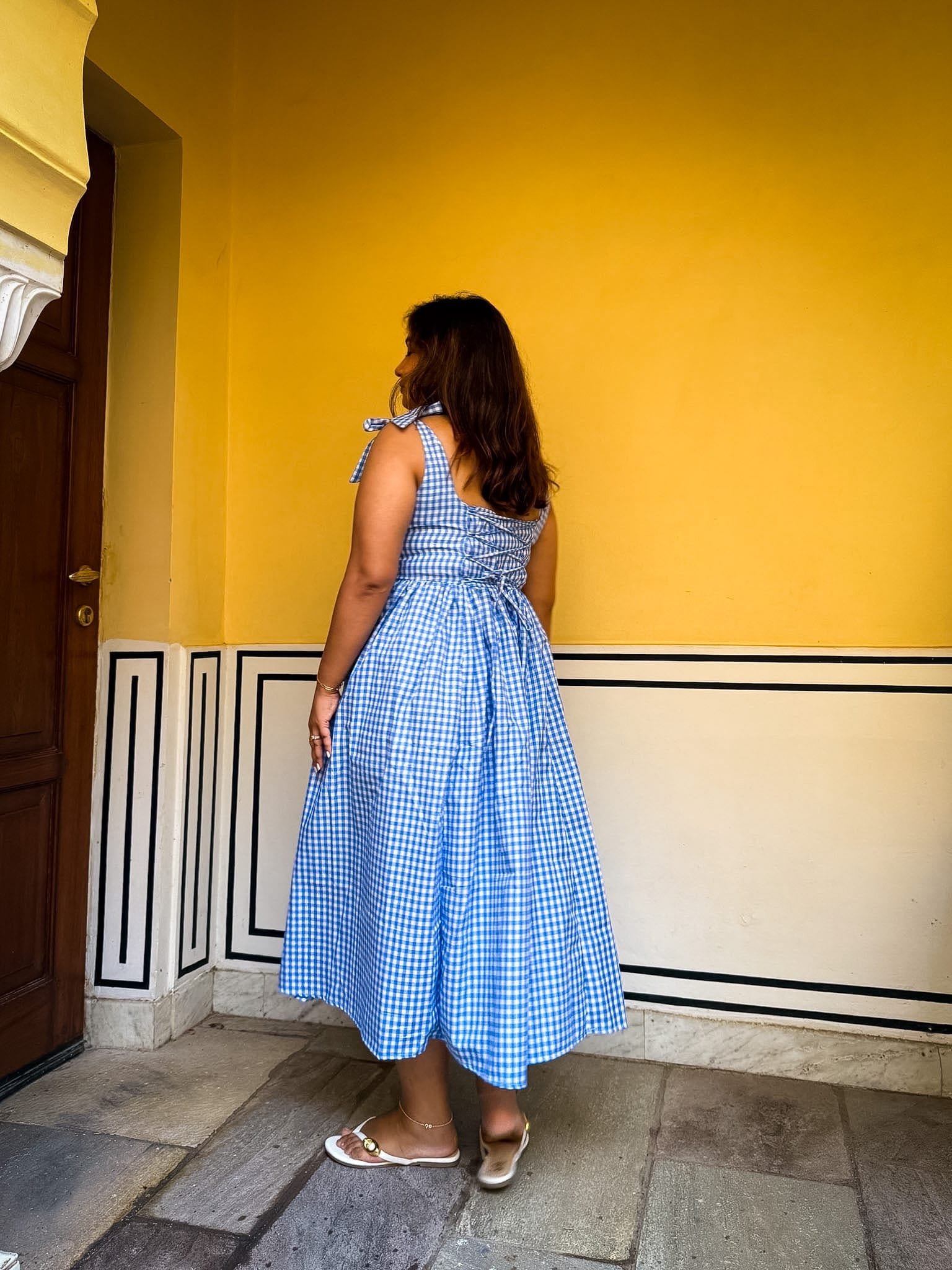 Blue Gingham Biscoff Dress