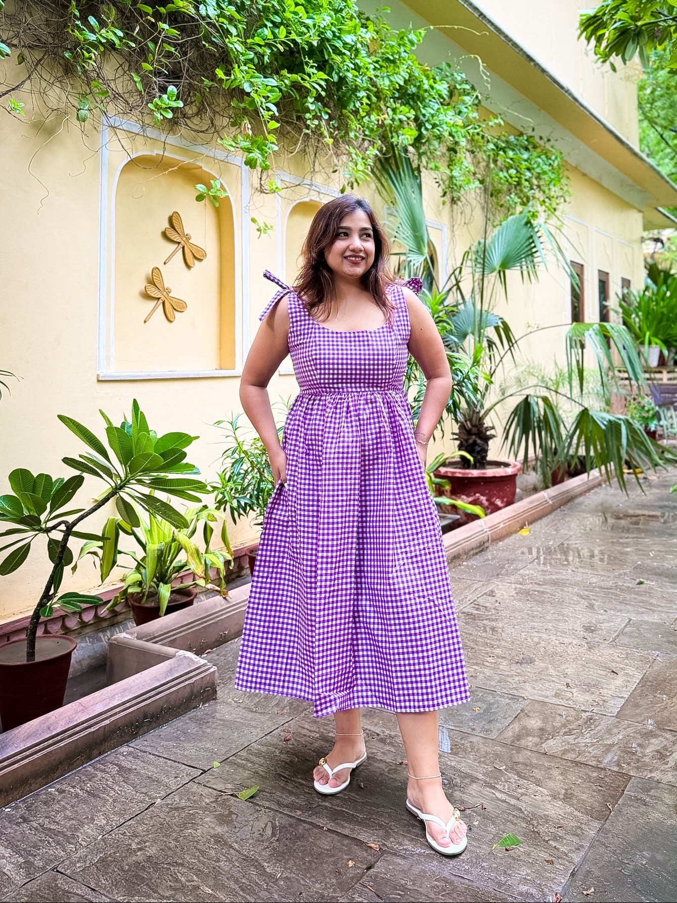 Purple Gingham Biscoff Dress